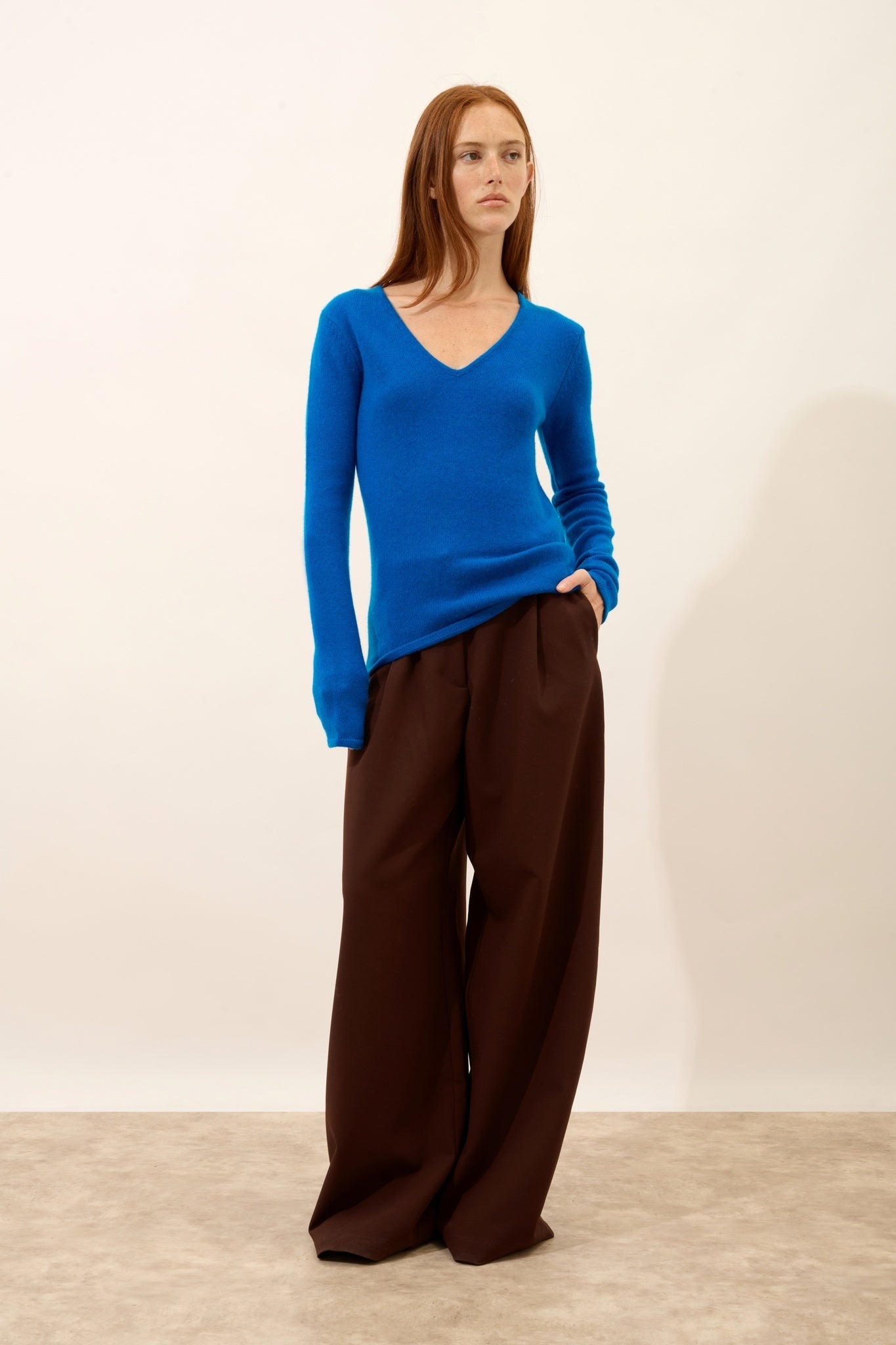 ABBY pull col v 4 fils calanque