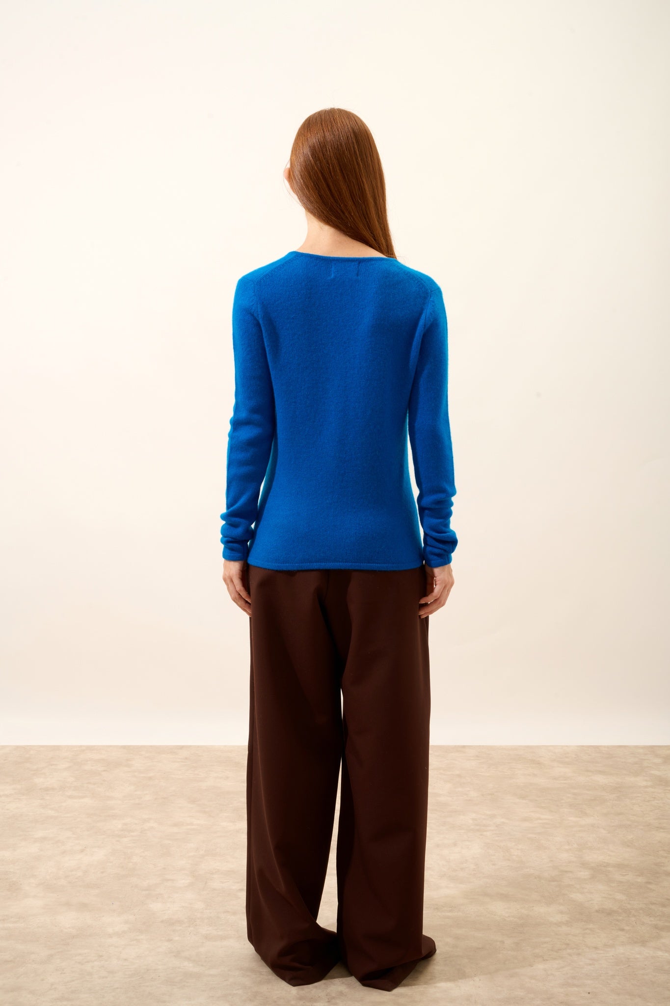 ABBY V-neck sweater, 4-ply Calanque