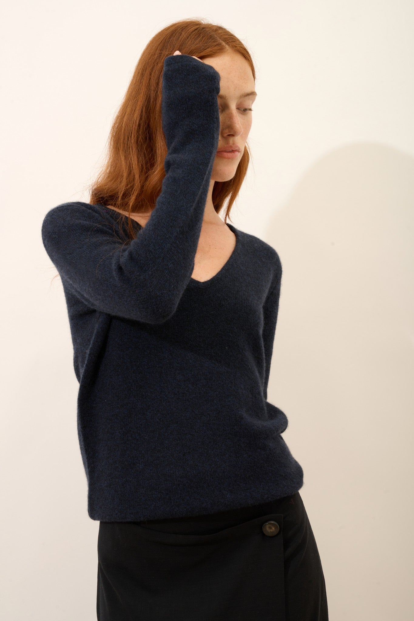 abby pull col v 4 fils caviar 100% cachemire