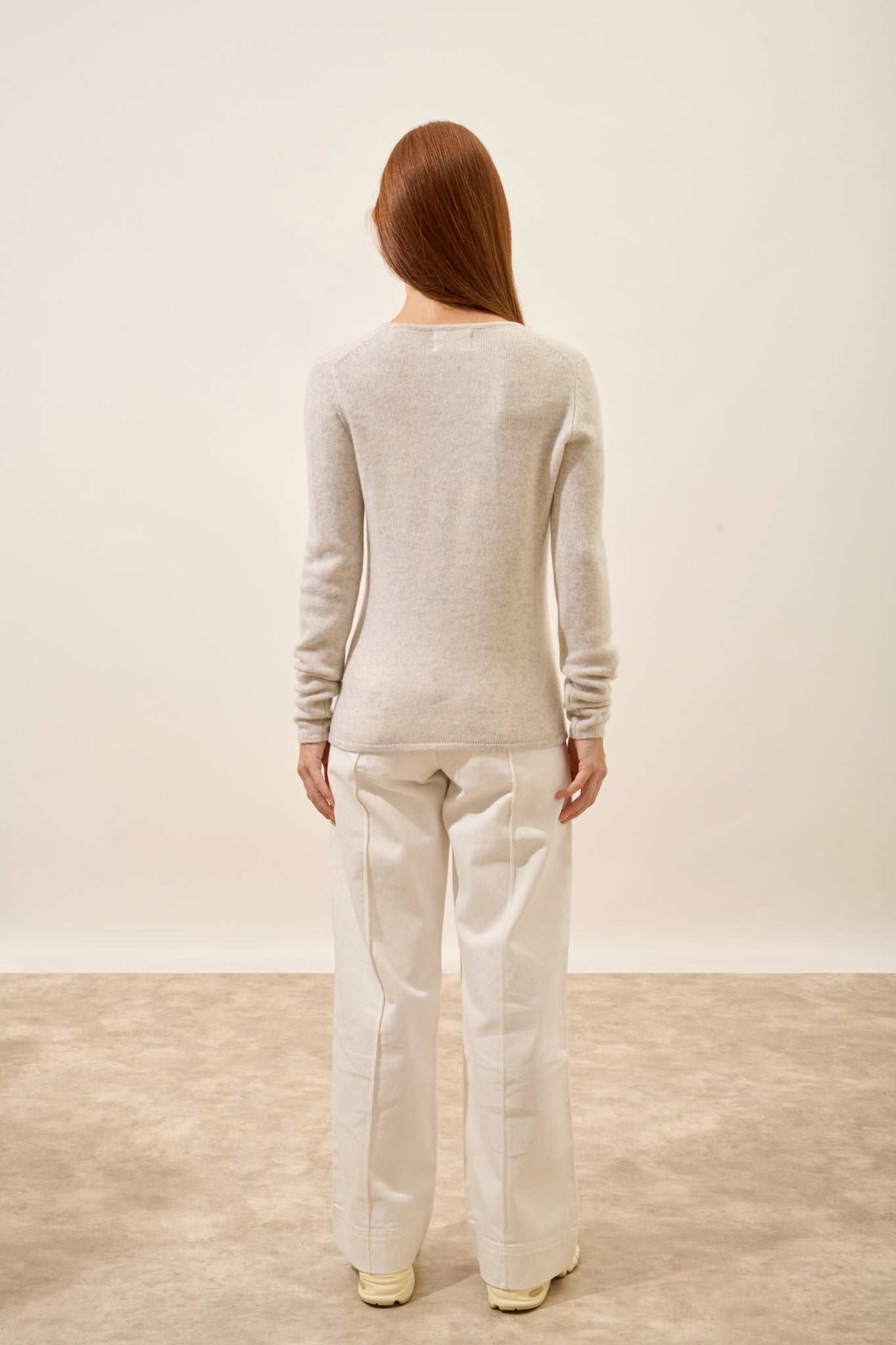 ABBY V-neck sweater, 4-ply pearl gray heather