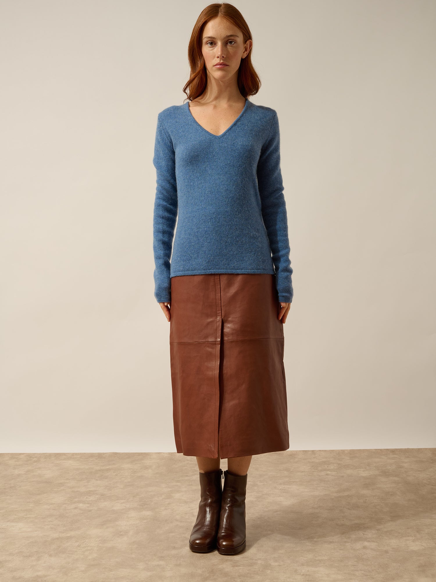 ABBY v-neck sweater denim blue