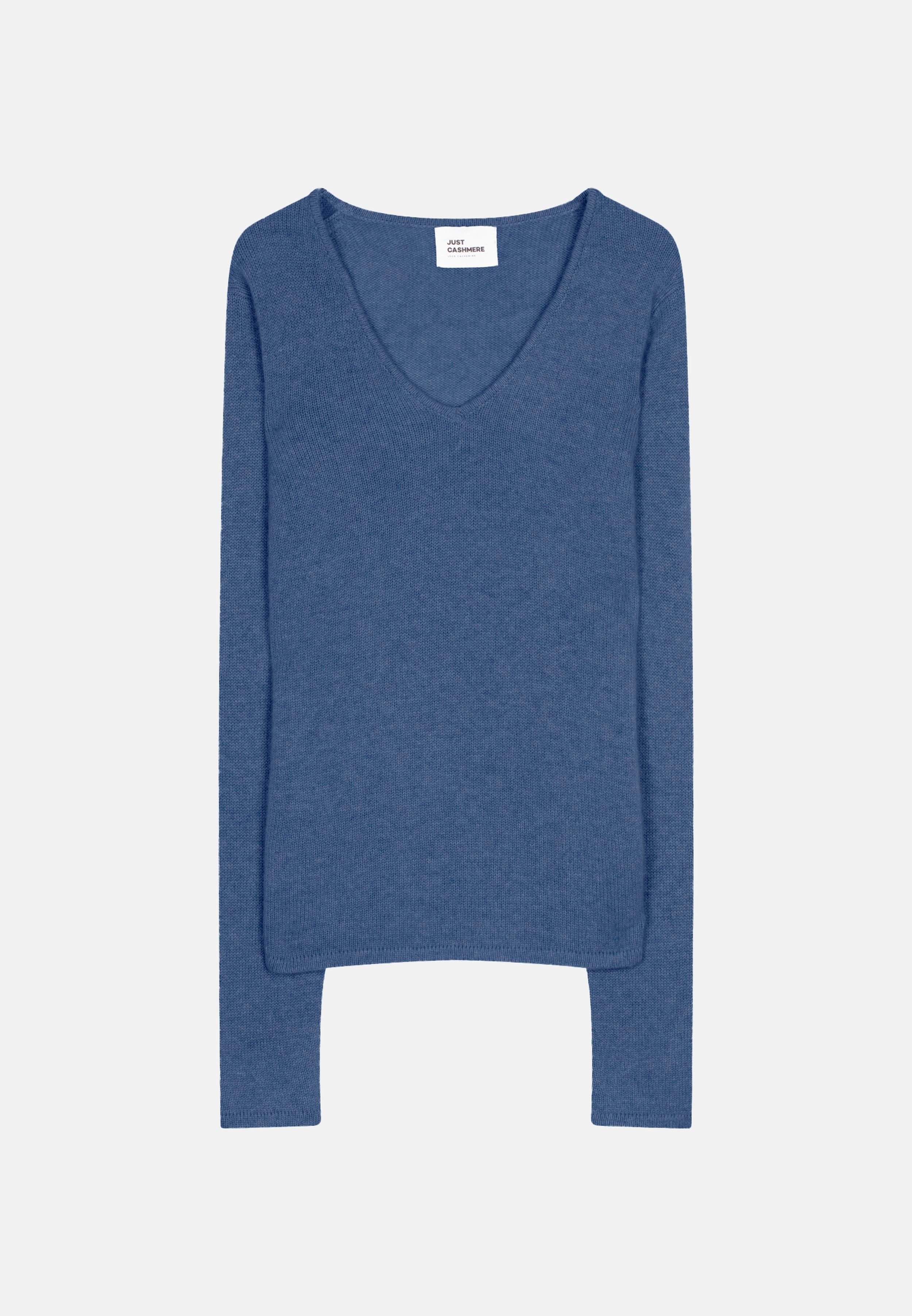 ABBY pull col v bleu denim