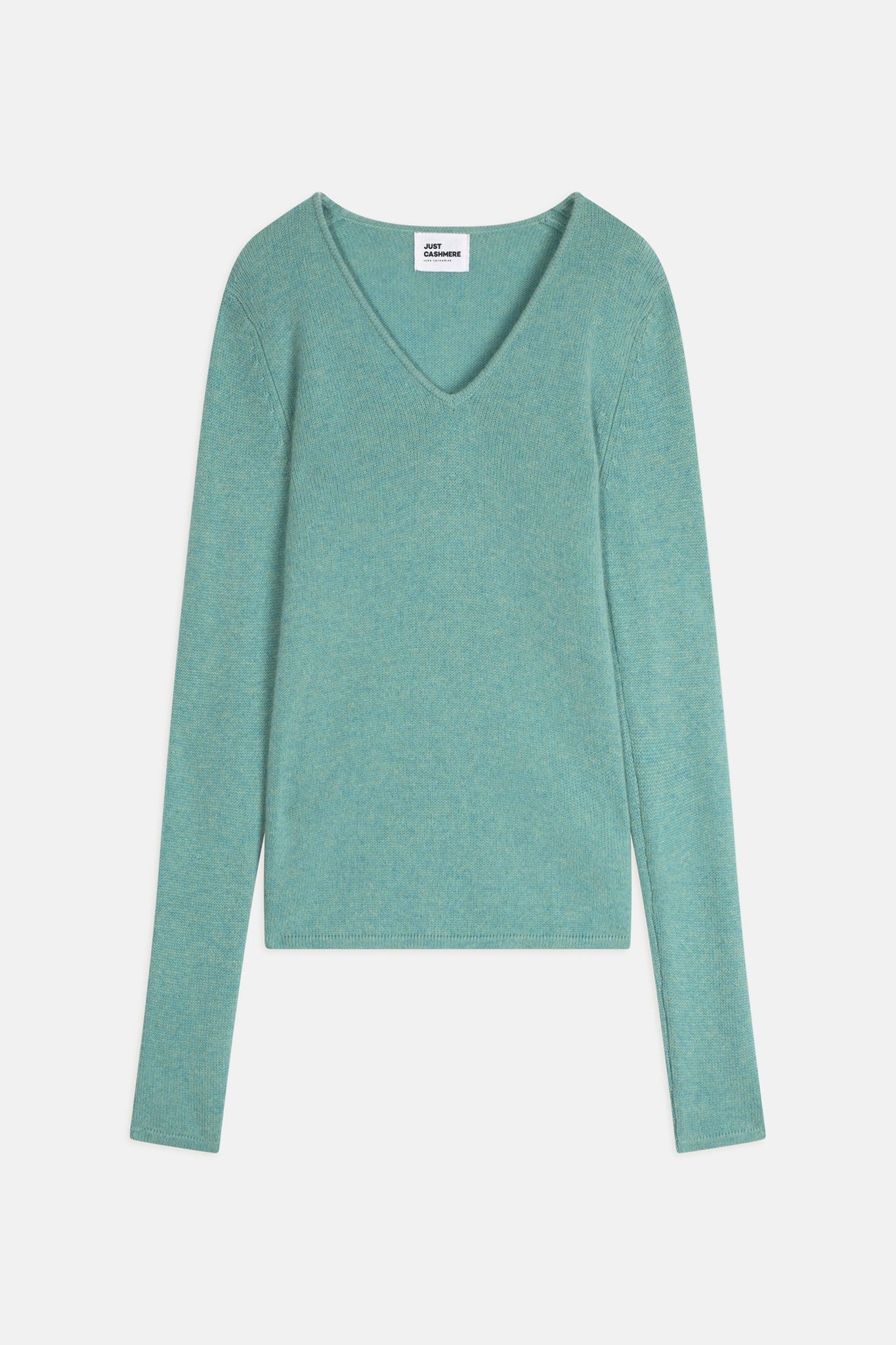 abby pull col v vert chiné