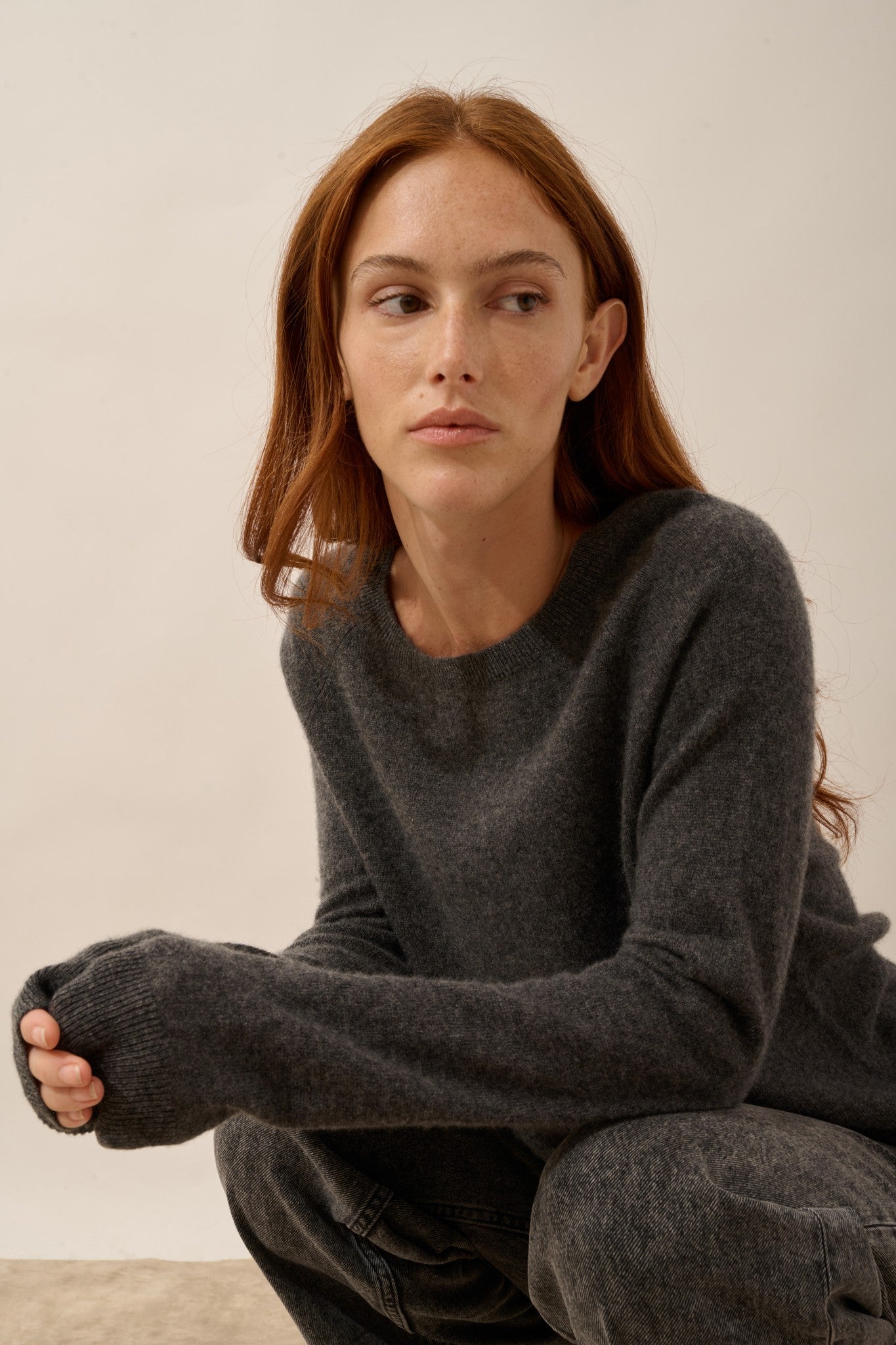 abigail pull col bateau goutte dos anthracite chiné
