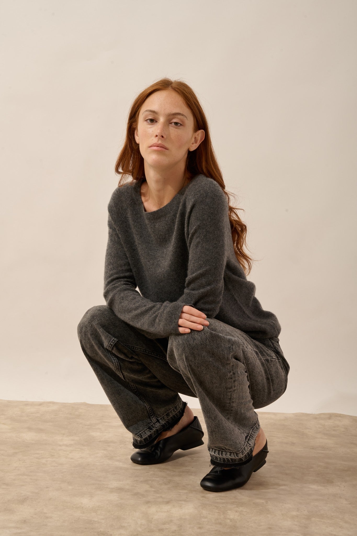 abigail pull col bateau goutte dos anthracite chiné