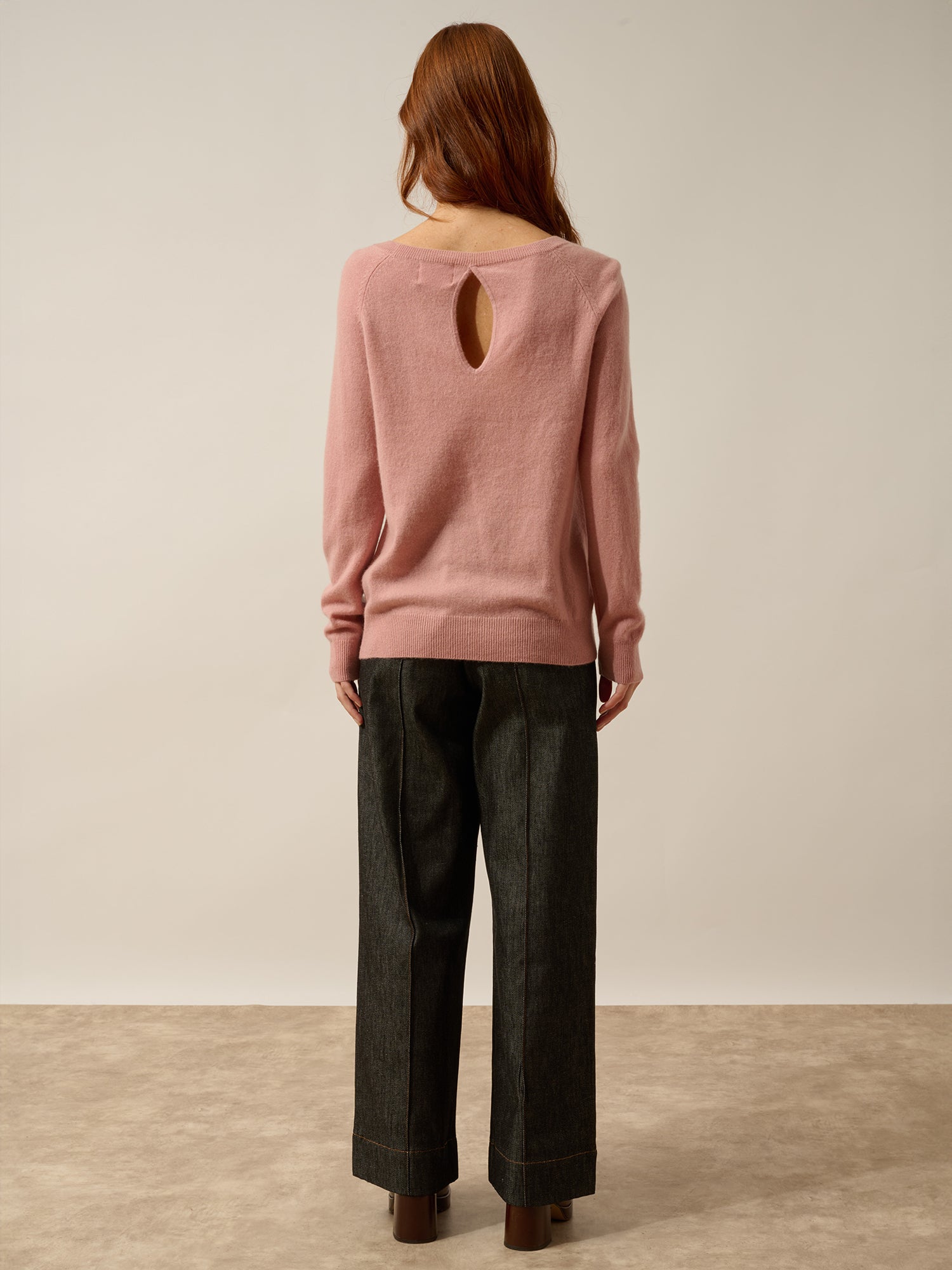 ABIGAIL boat neck sweater with drop back in rosewood