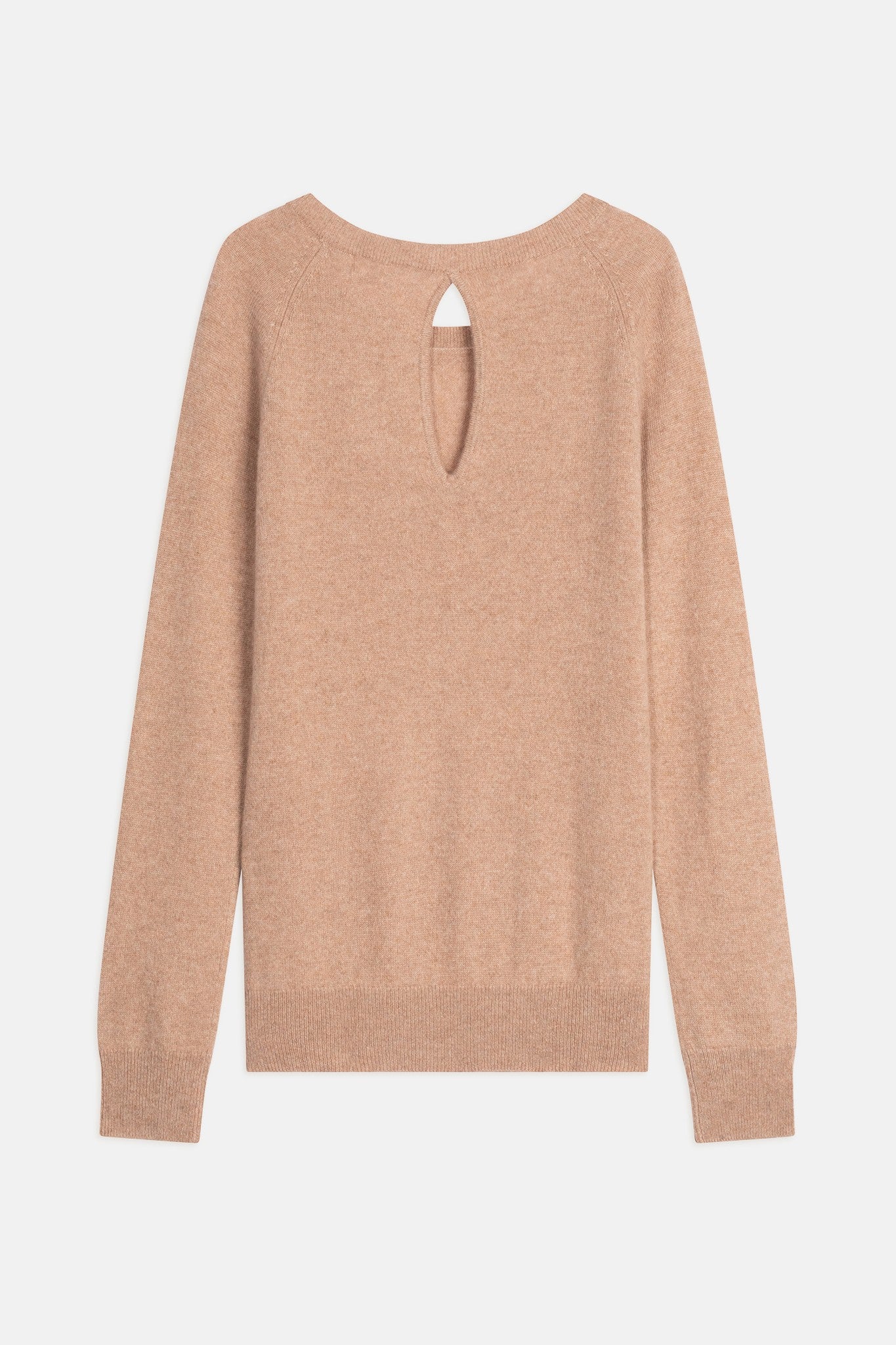 abigail boat neck sweater with drop back in camel heather