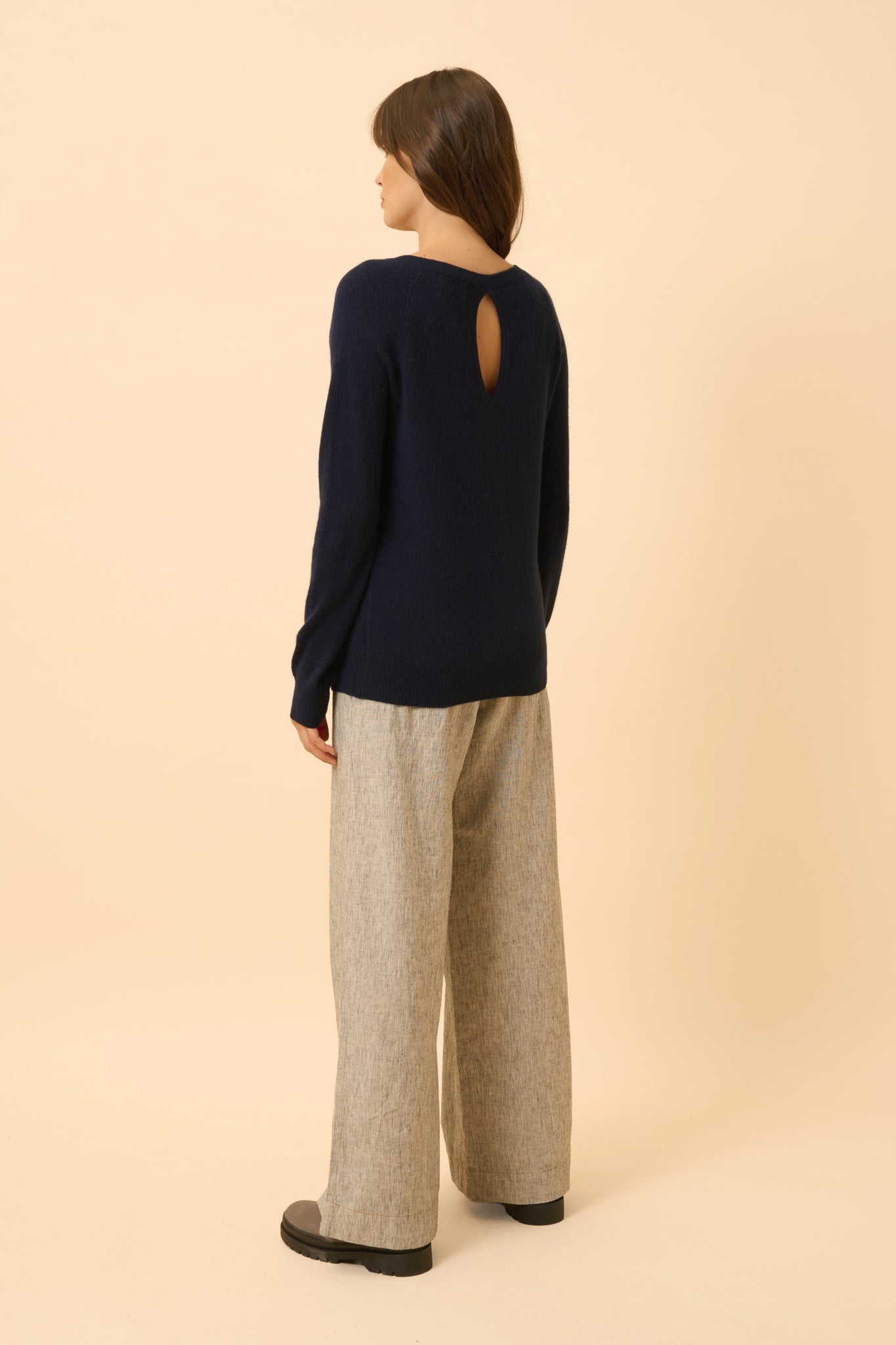 ABIGAIL pull col bateau goutte dos navy