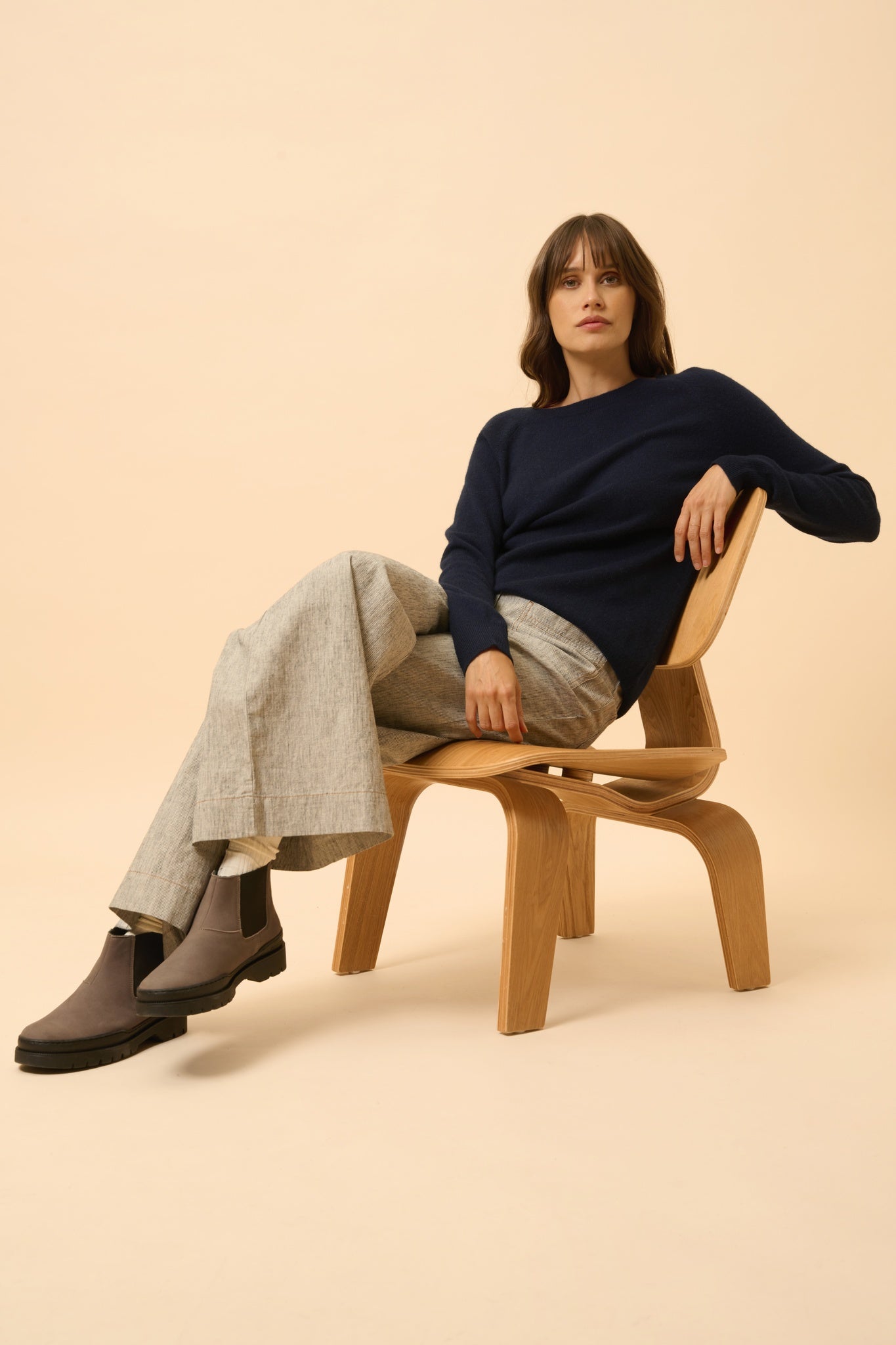 ABIGAIL pull col bateau goutte dos navy