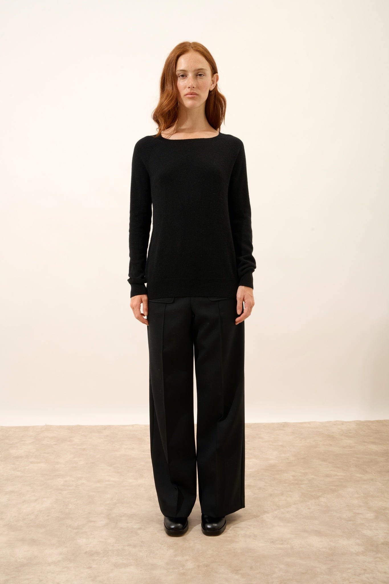 ABIGAIL boat-neck sweater with black back drop
