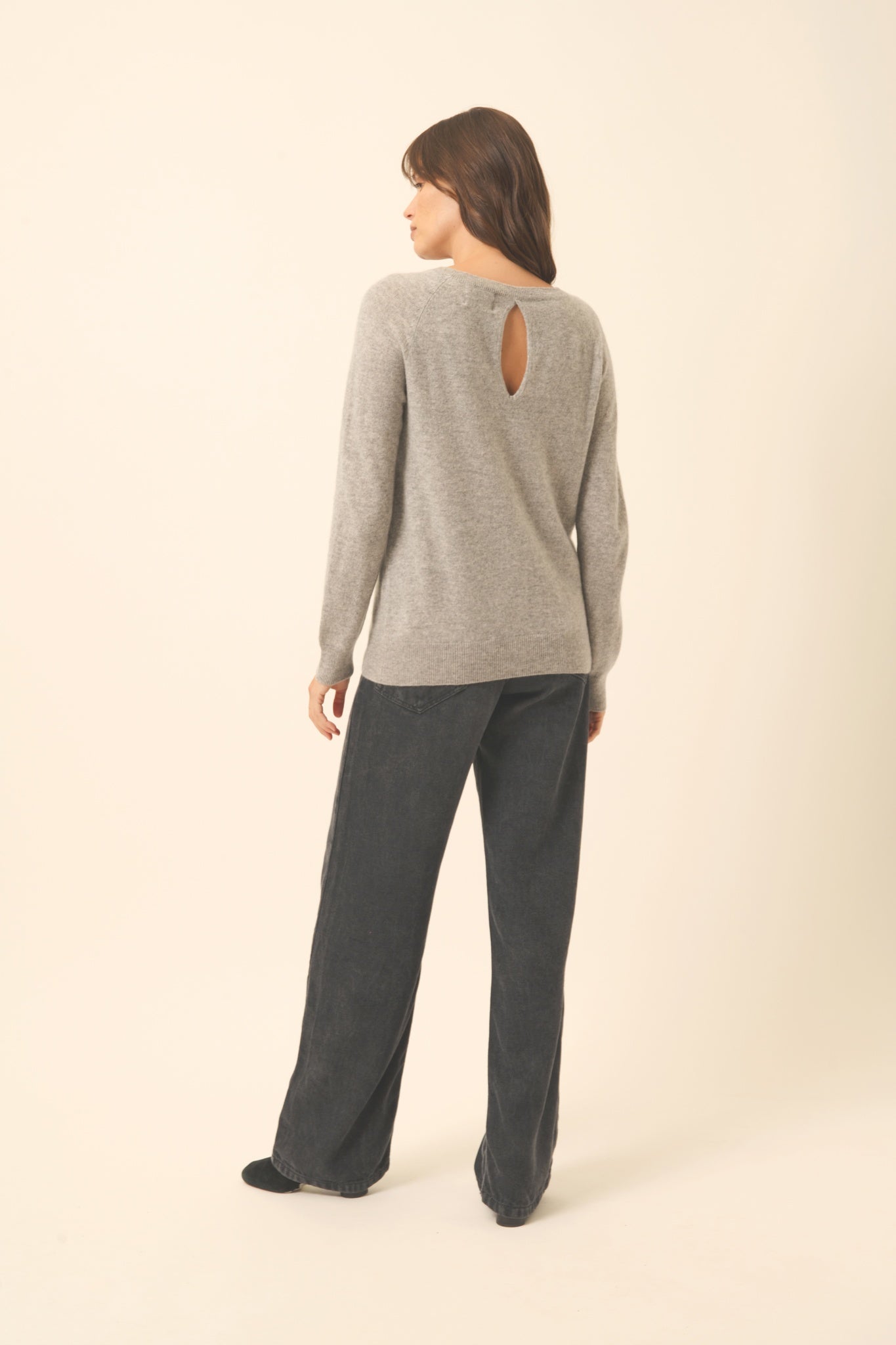 ABIGAIL pull col bateau goutte dos nuage chiné