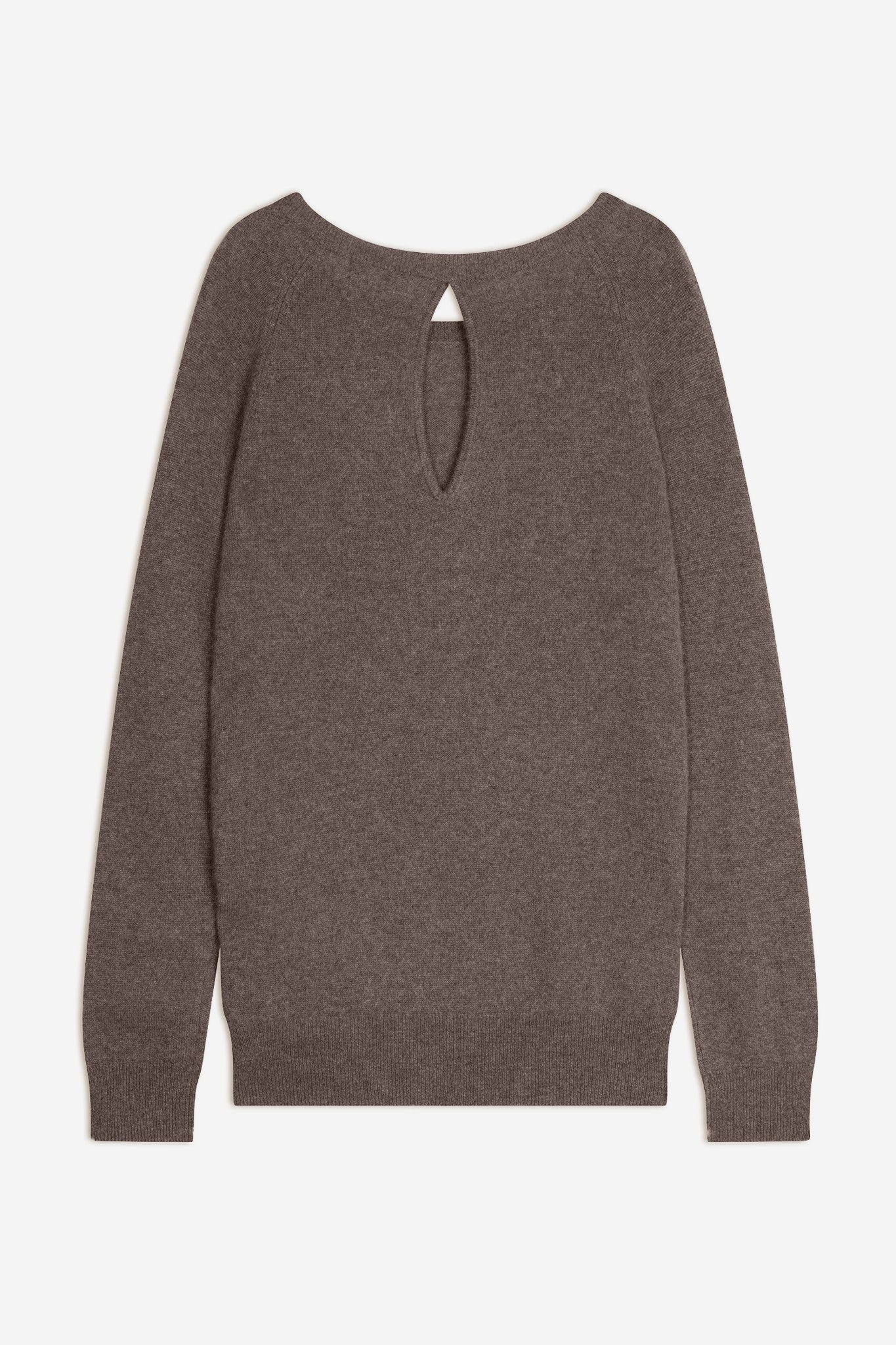 abigail pull col bateau goutte dos taupe chiné