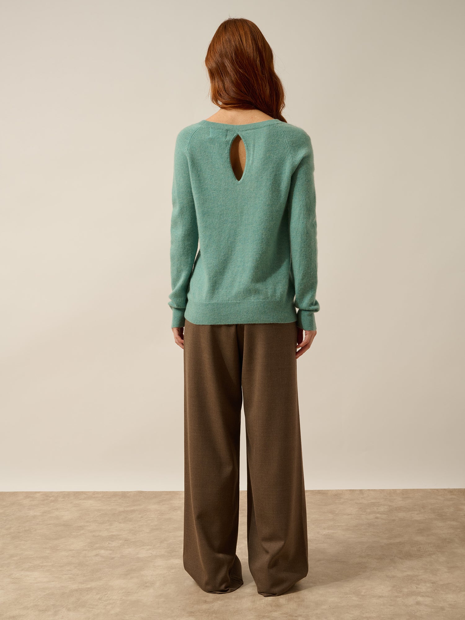 ABIGAIL pull col bateau goutte dos vert chiné