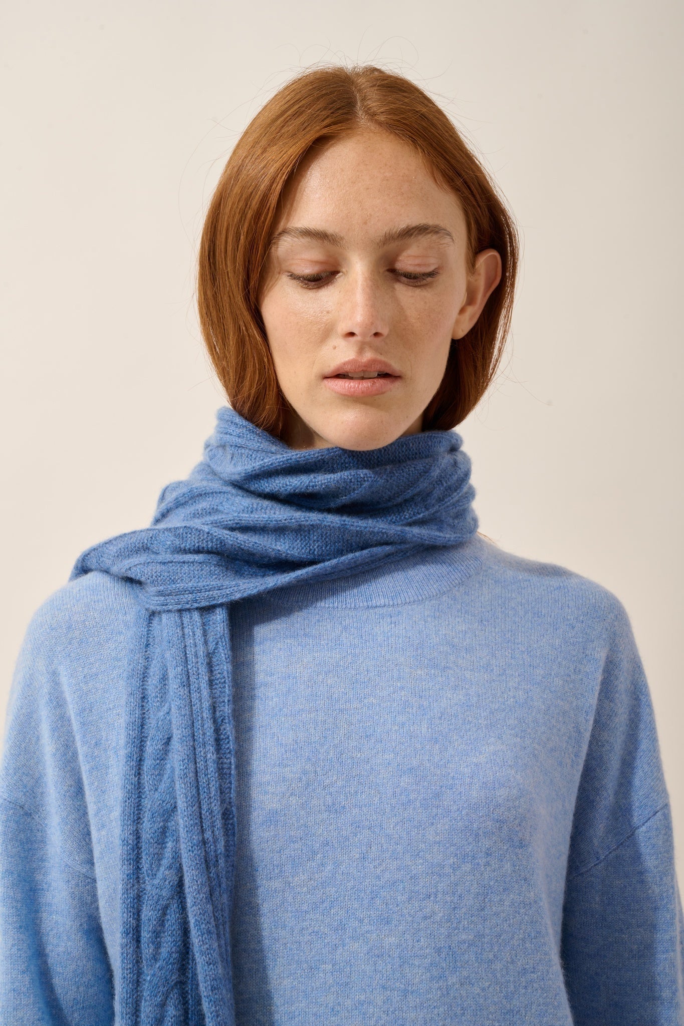 AELITH écharpe 4 fils bleu denim