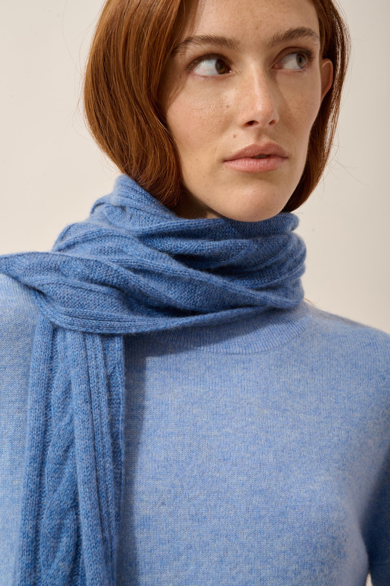 AELITH écharpe 4 fils bleu denim