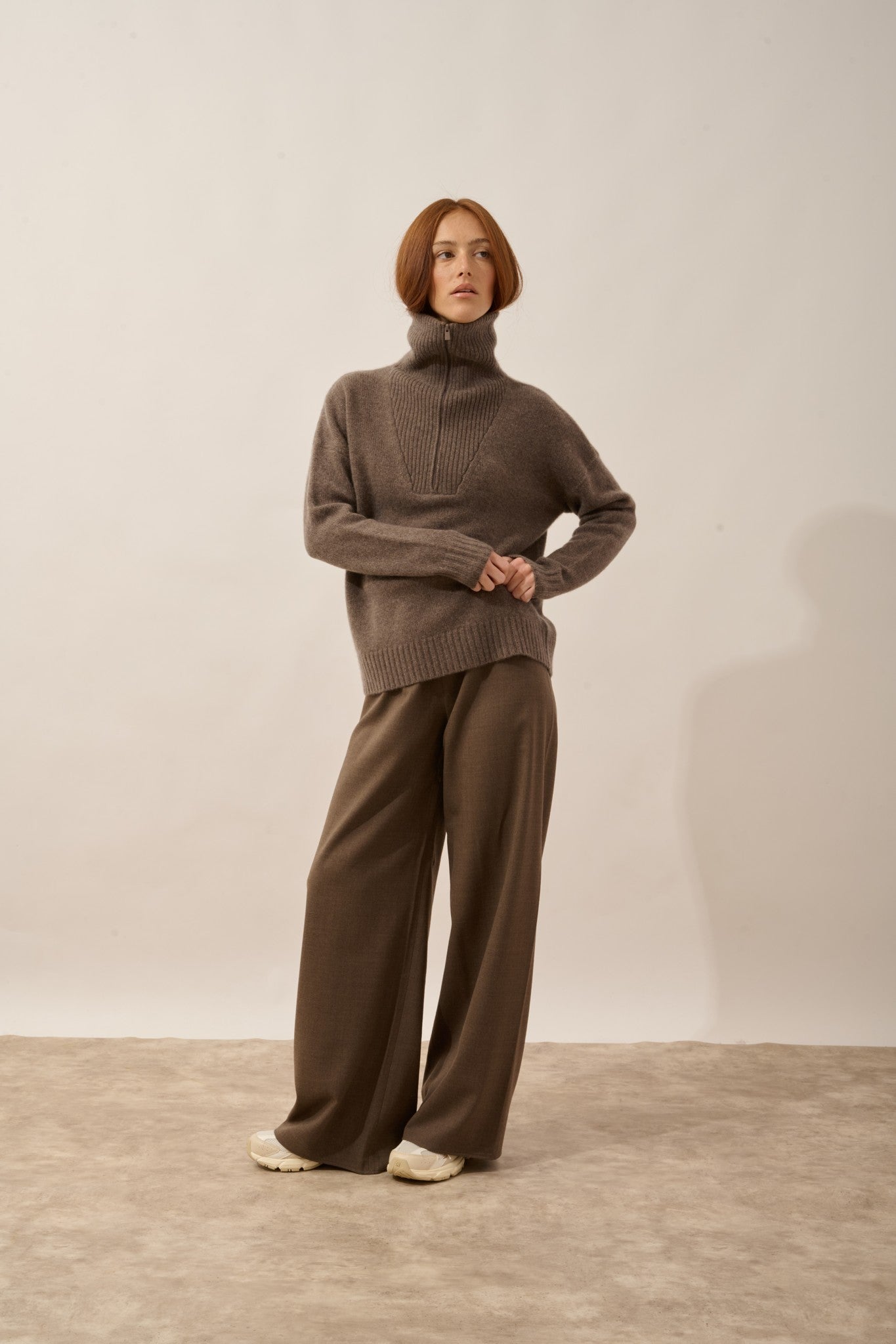 akar pull camionneur 6 fils taupe chiné