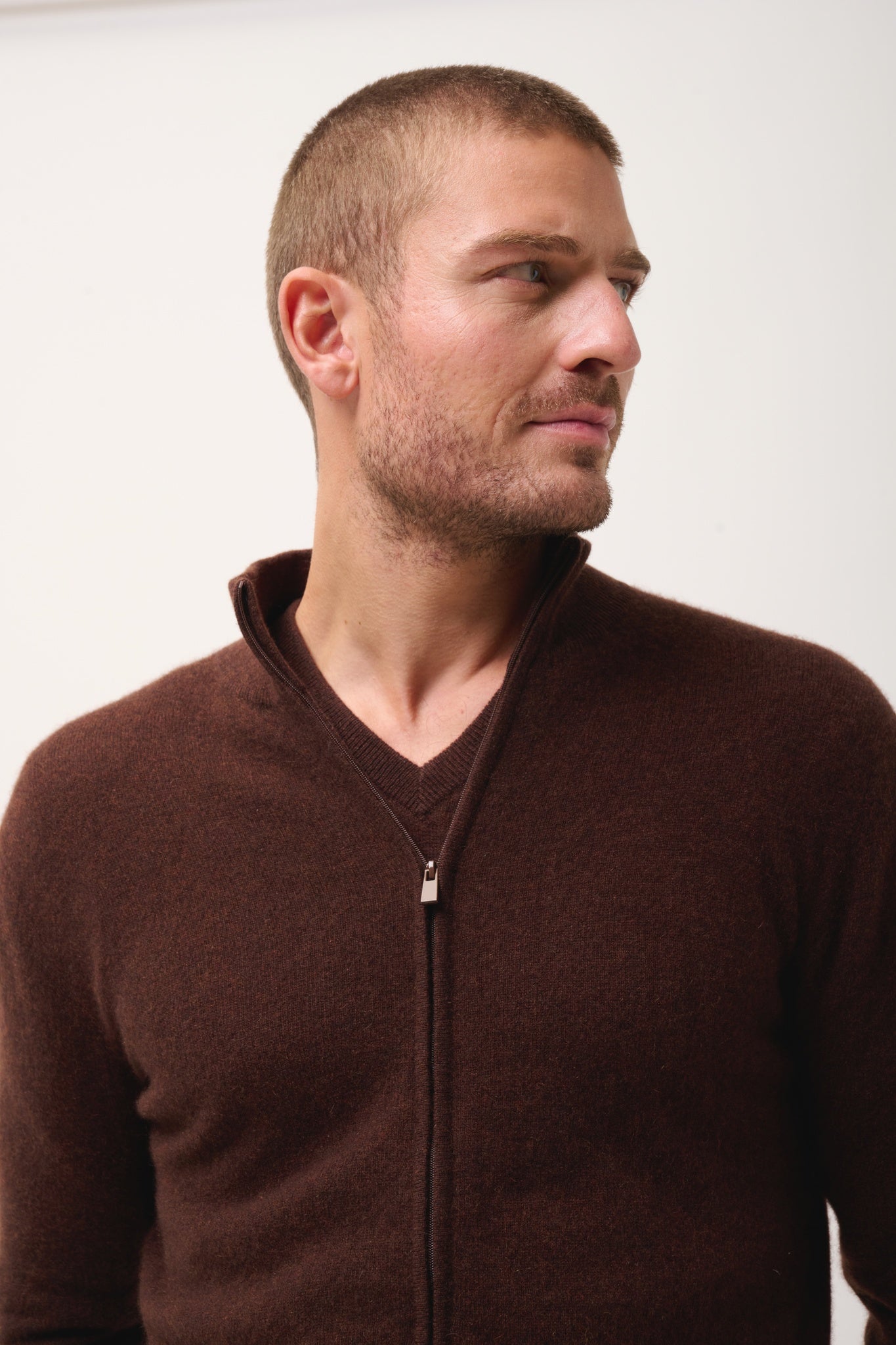 ALAN gilet col montant café