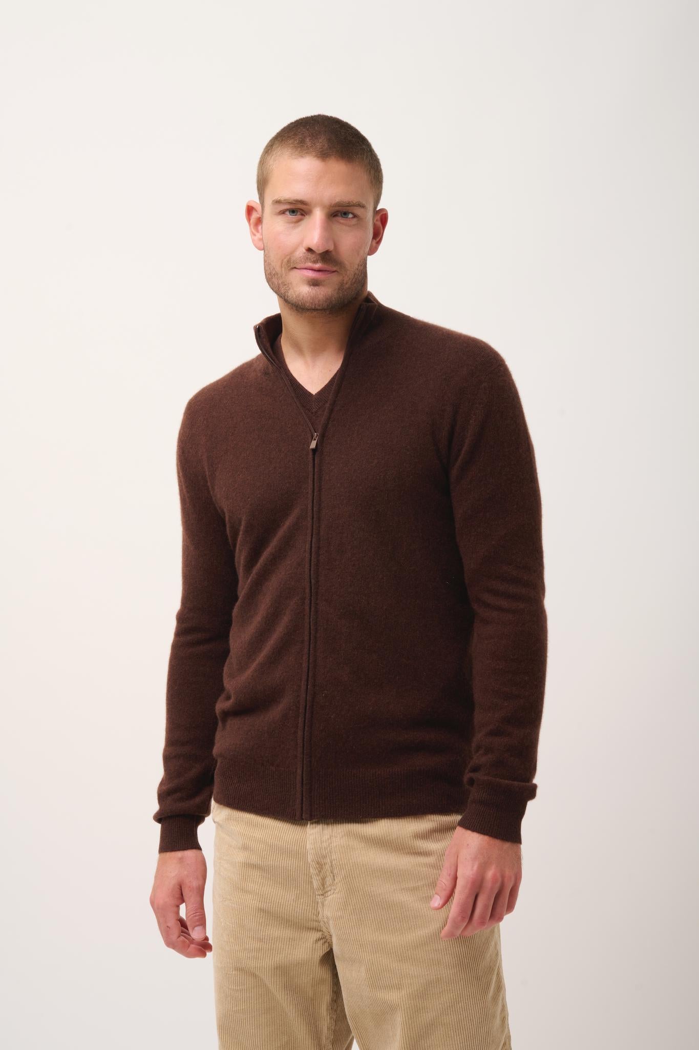 ALAN high-neck cardigan coffee