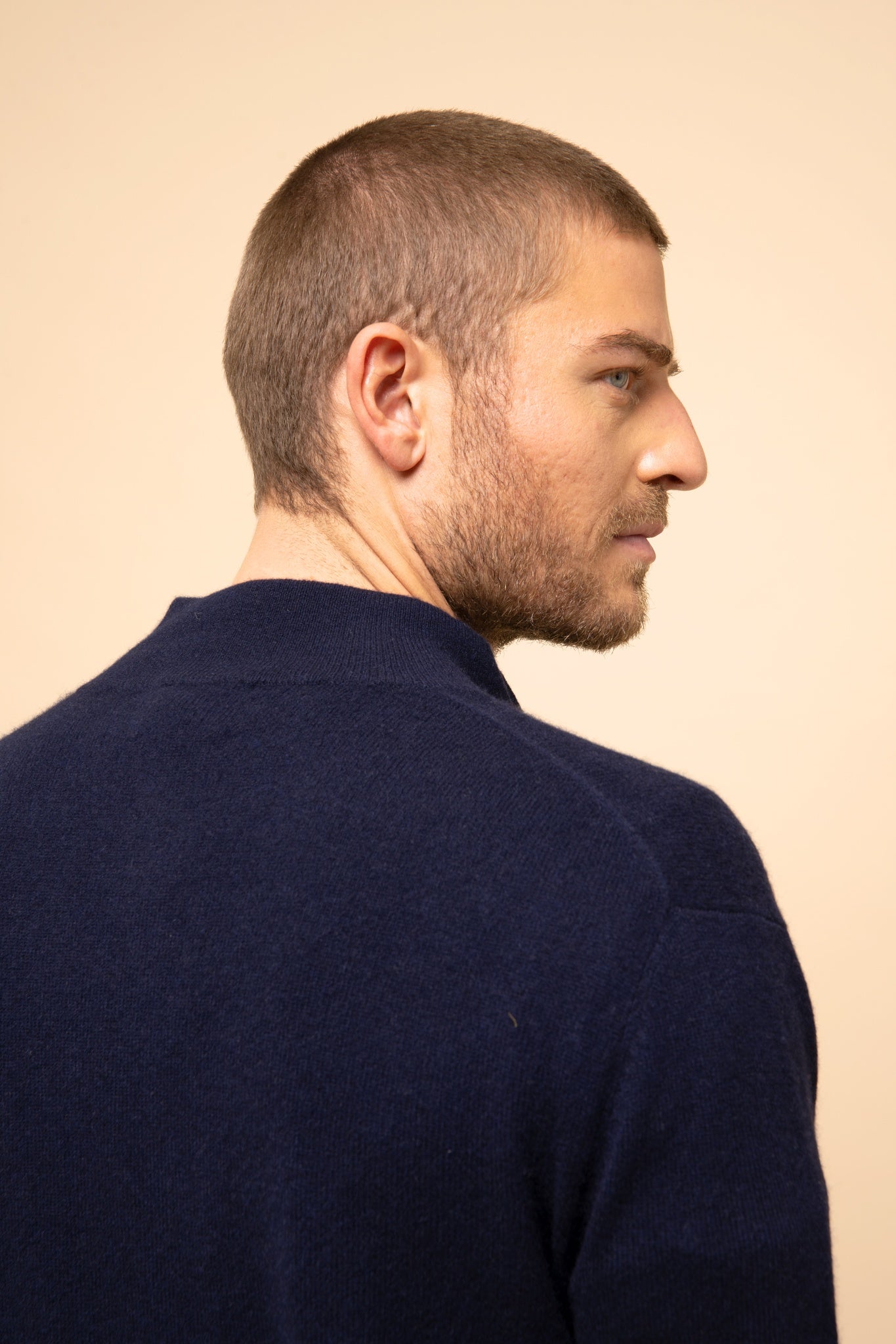 ALAN navy high-neck cardigan