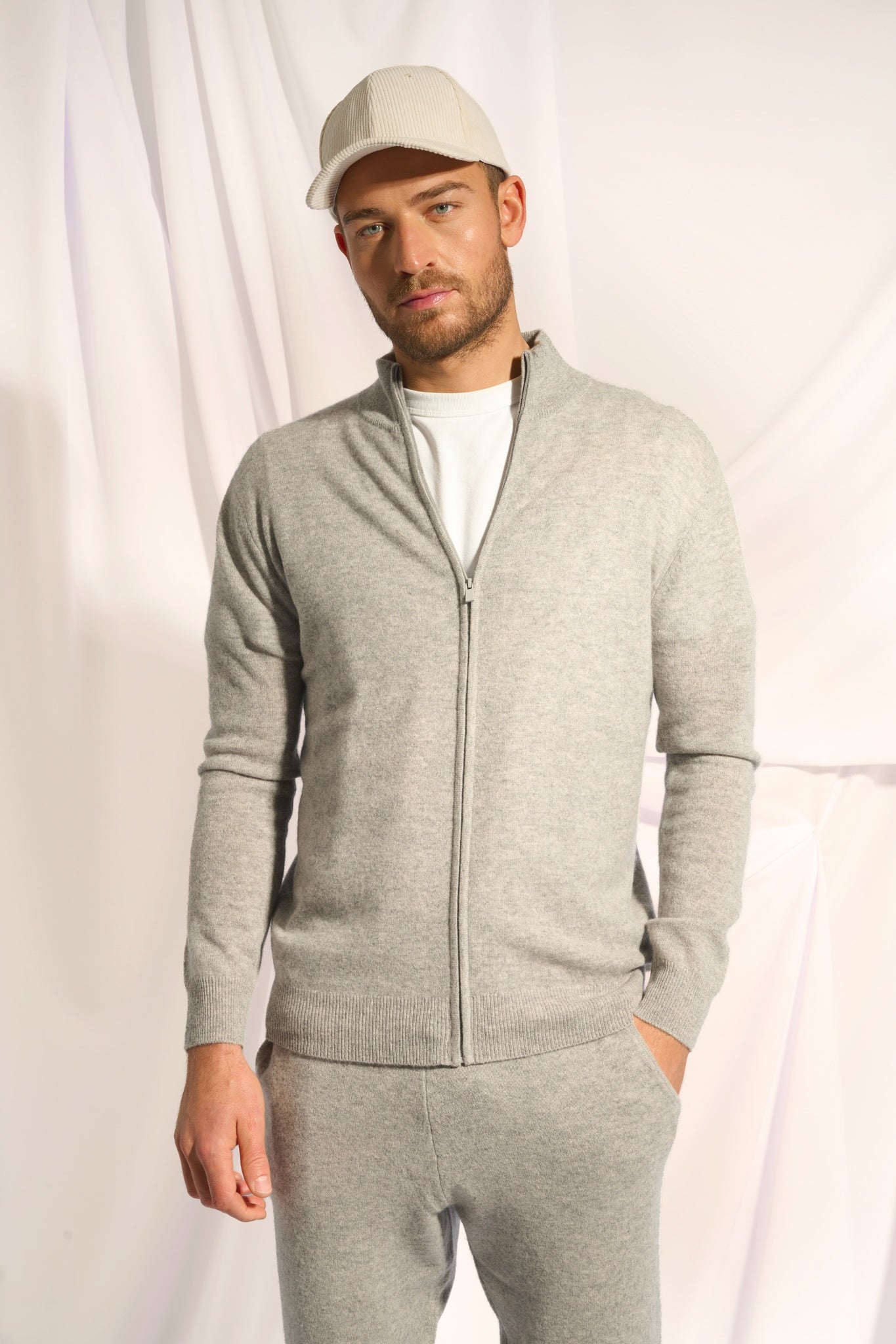 ALAN gilet col montant nuage chiné