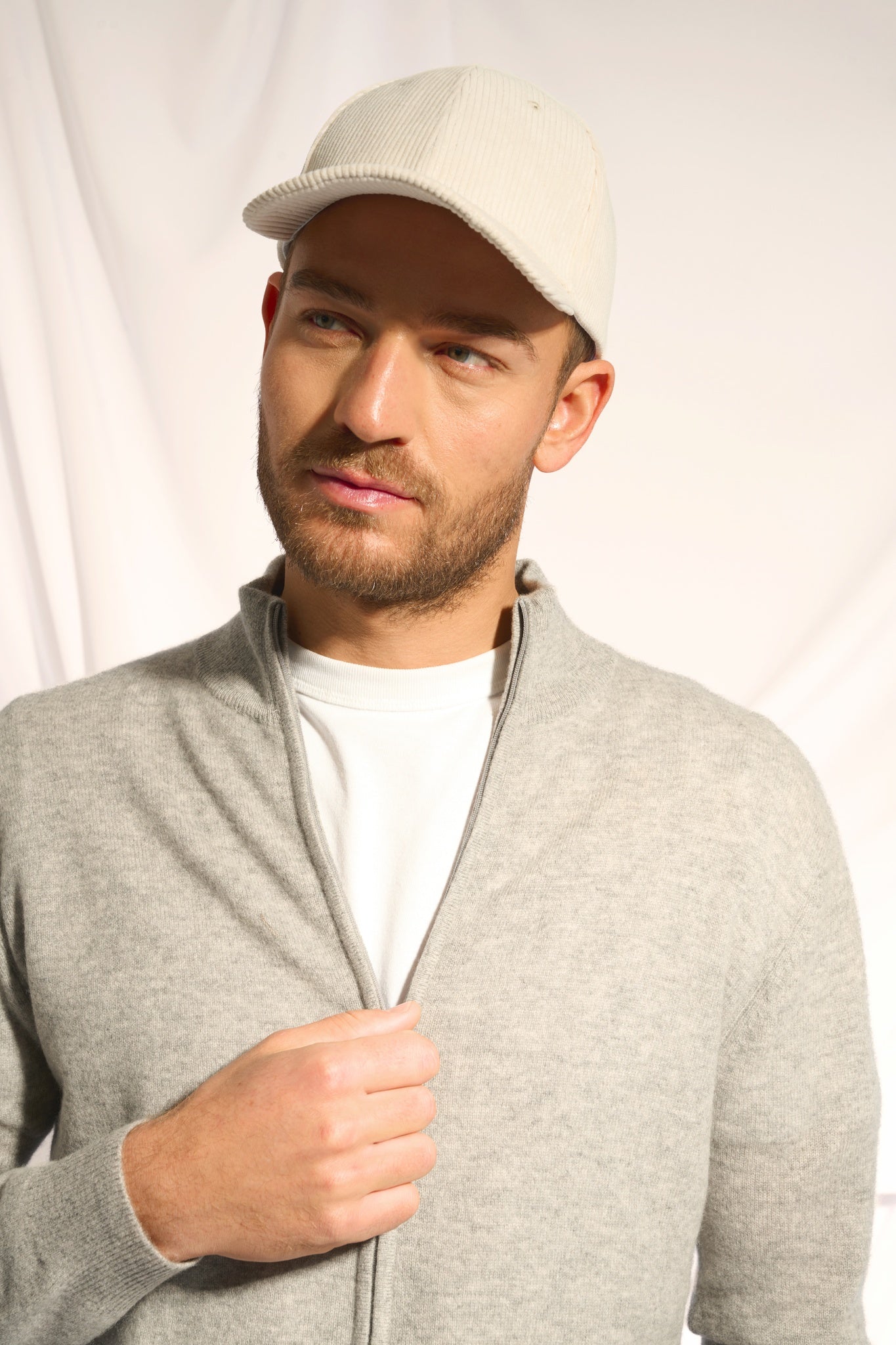 ALAN cardigan with stand-up collar in mottled cloud