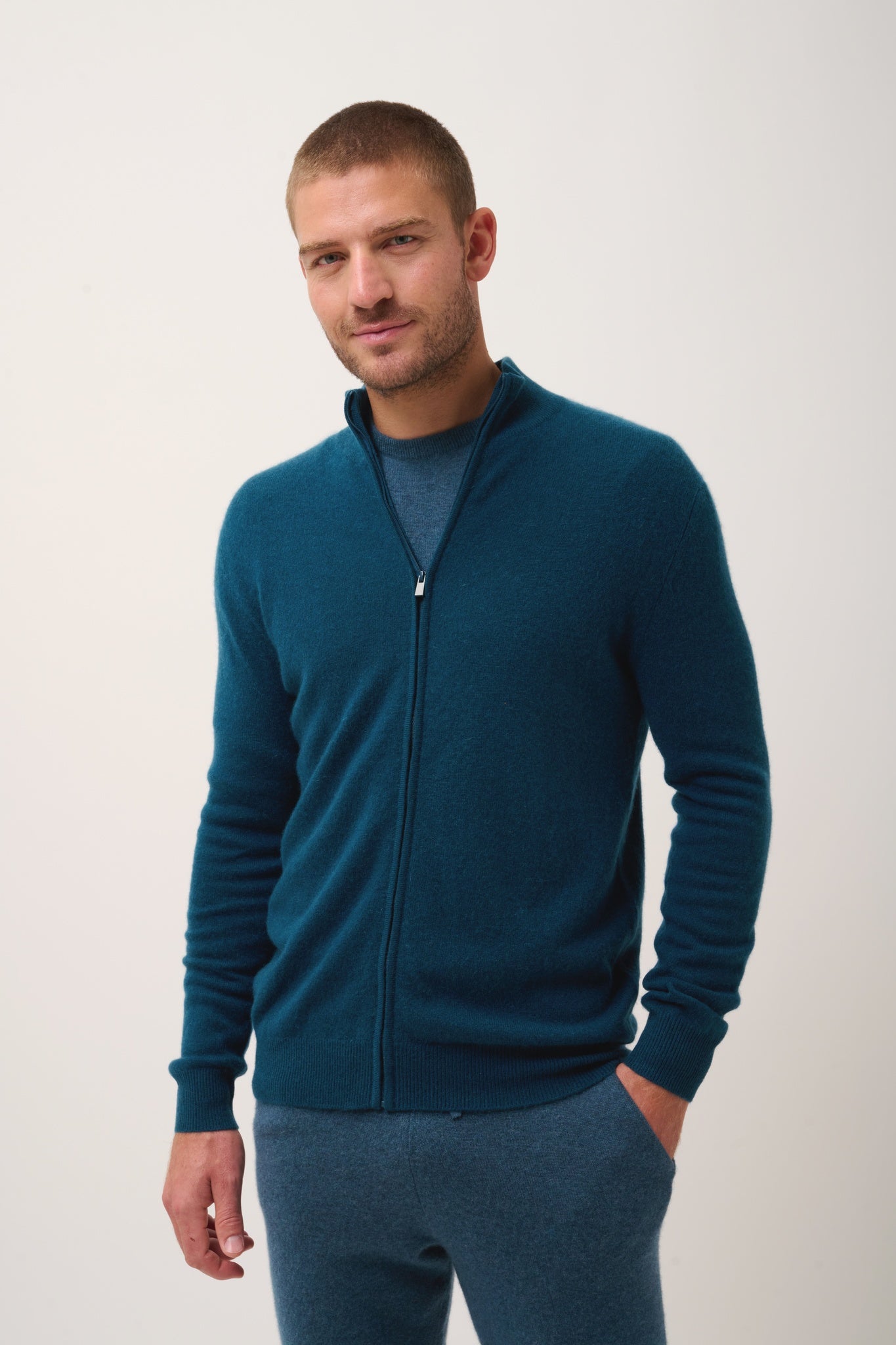 ALAN gilet col montant vert canard