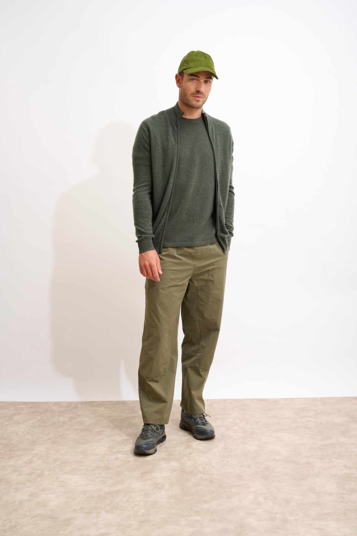 ALAN gilet zippé col montant kaki chiné