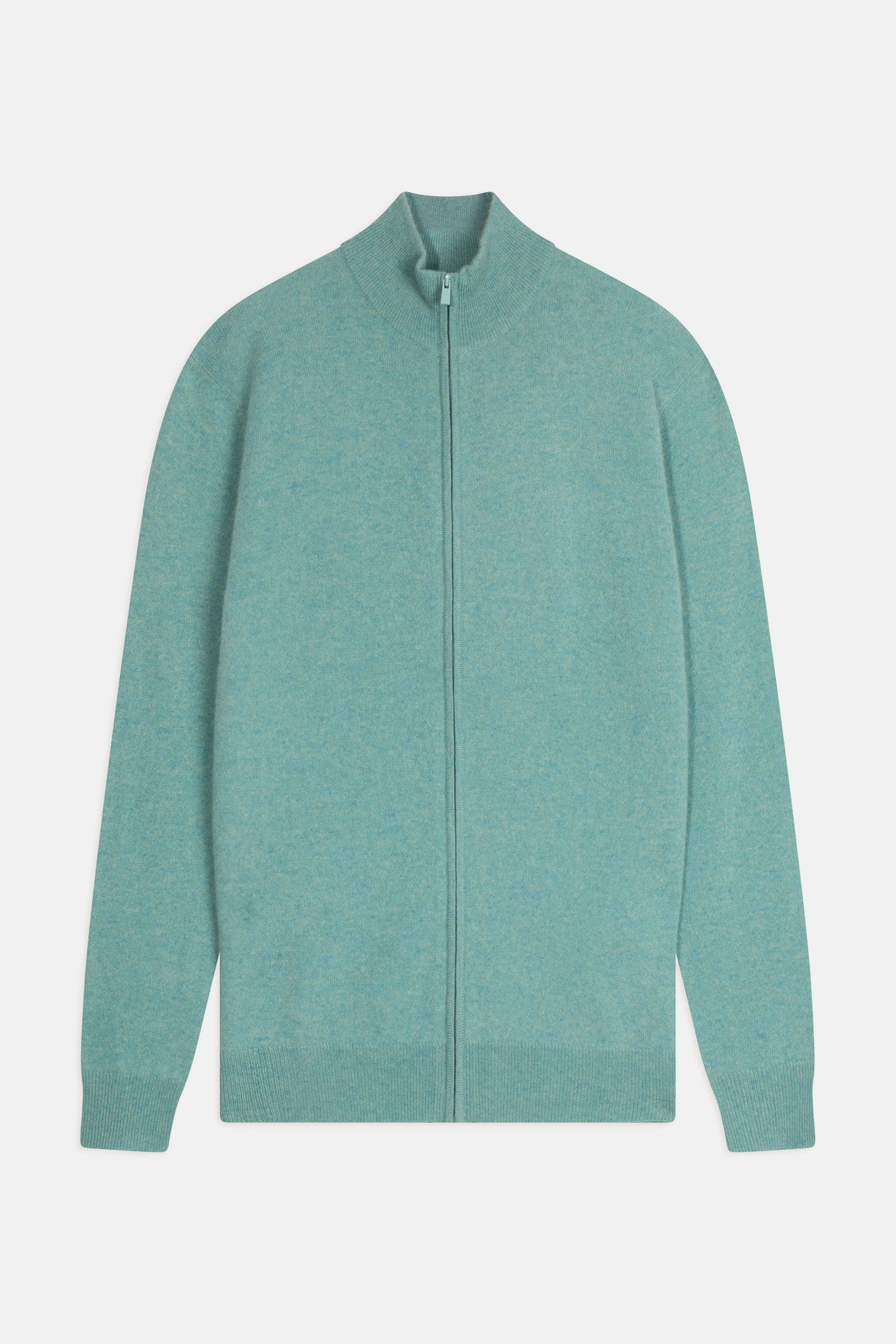 alan gilet zippé col montant vert chiné