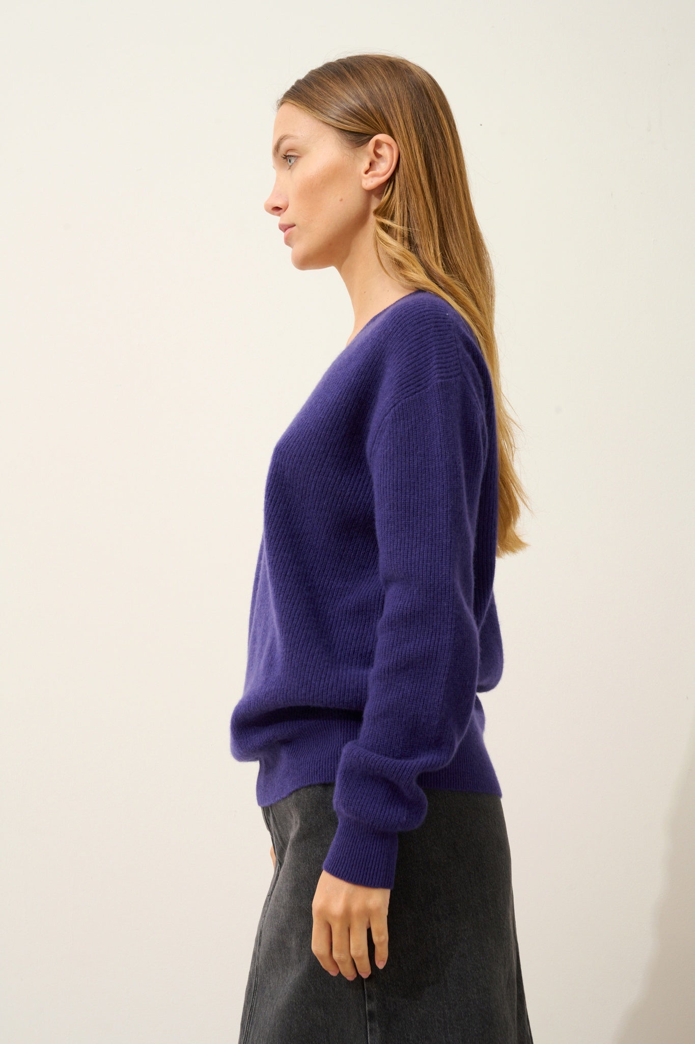 ALENIA pull col v purple