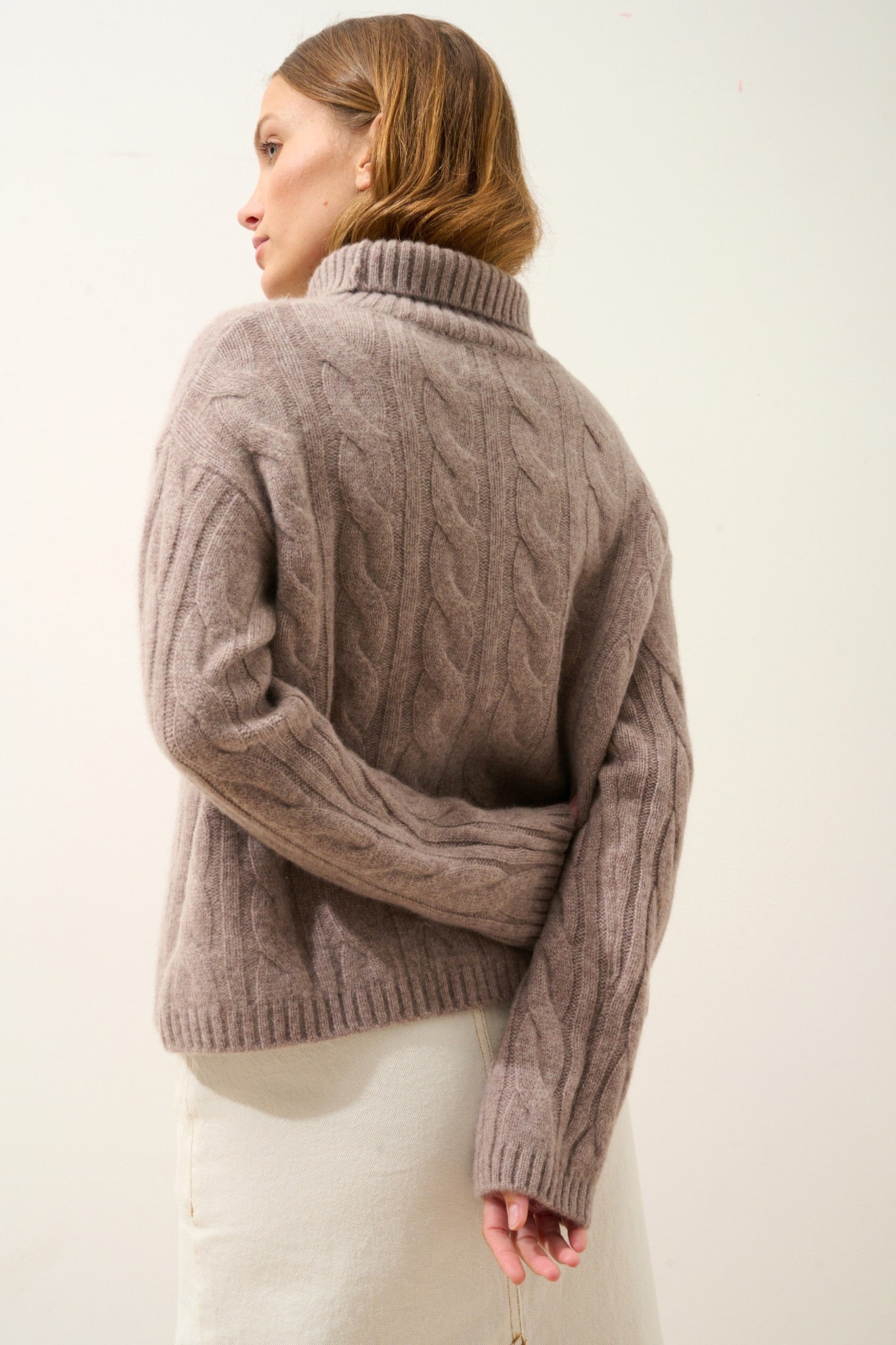 alessia pull col roulé 6 fils caribou chiné 100% cachemire