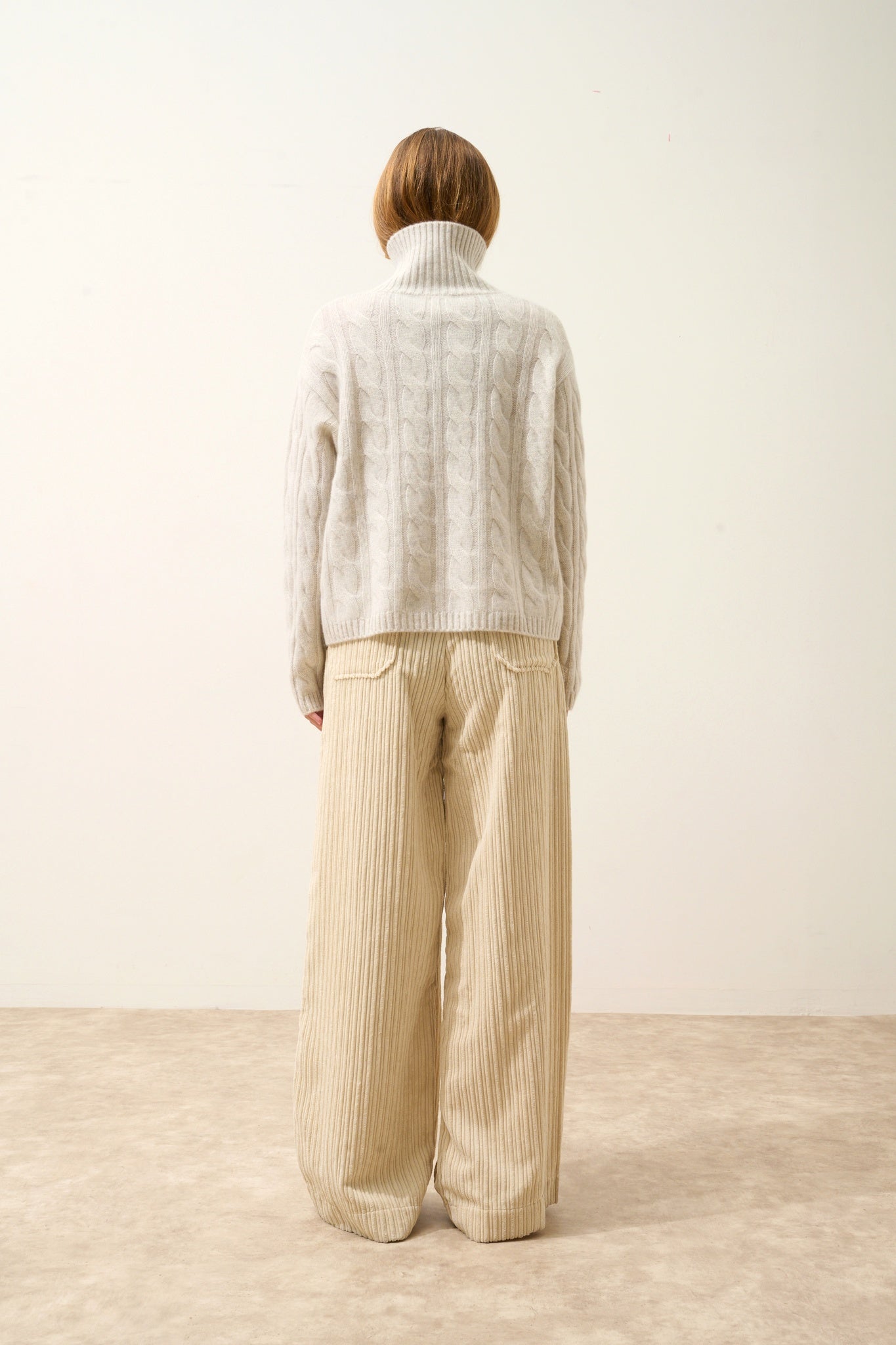 ALESSIA pull col roulé 6 fils gris perle chiné