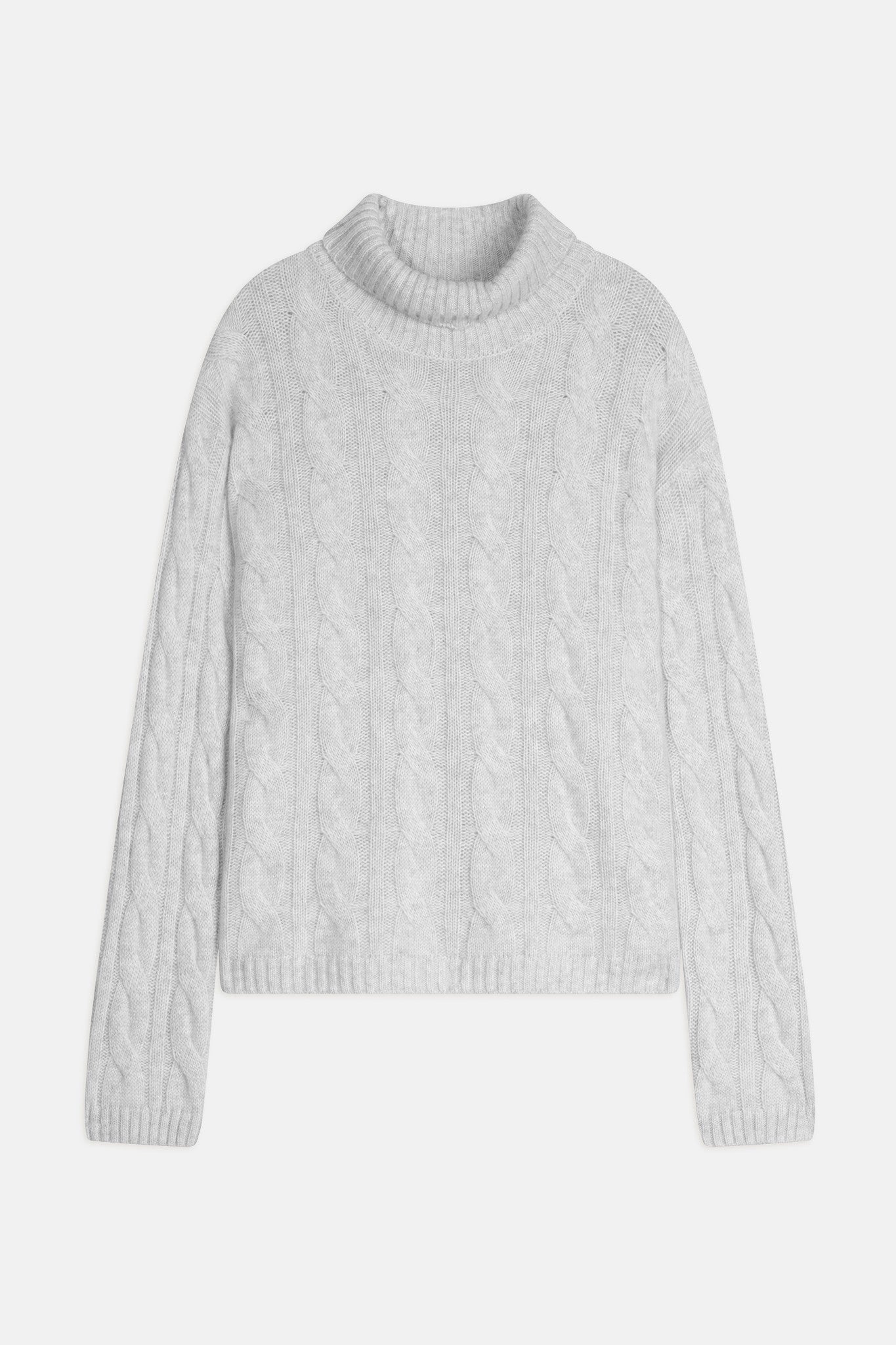 alessia pull col roulé 6 fils gris perle chiné