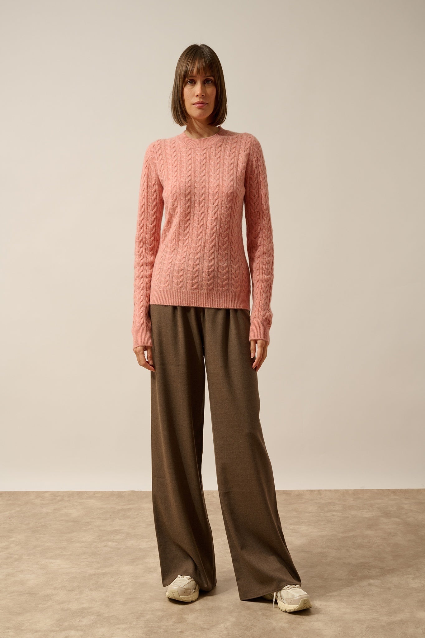 ALICE round neck sweater, 4-ply coral heather