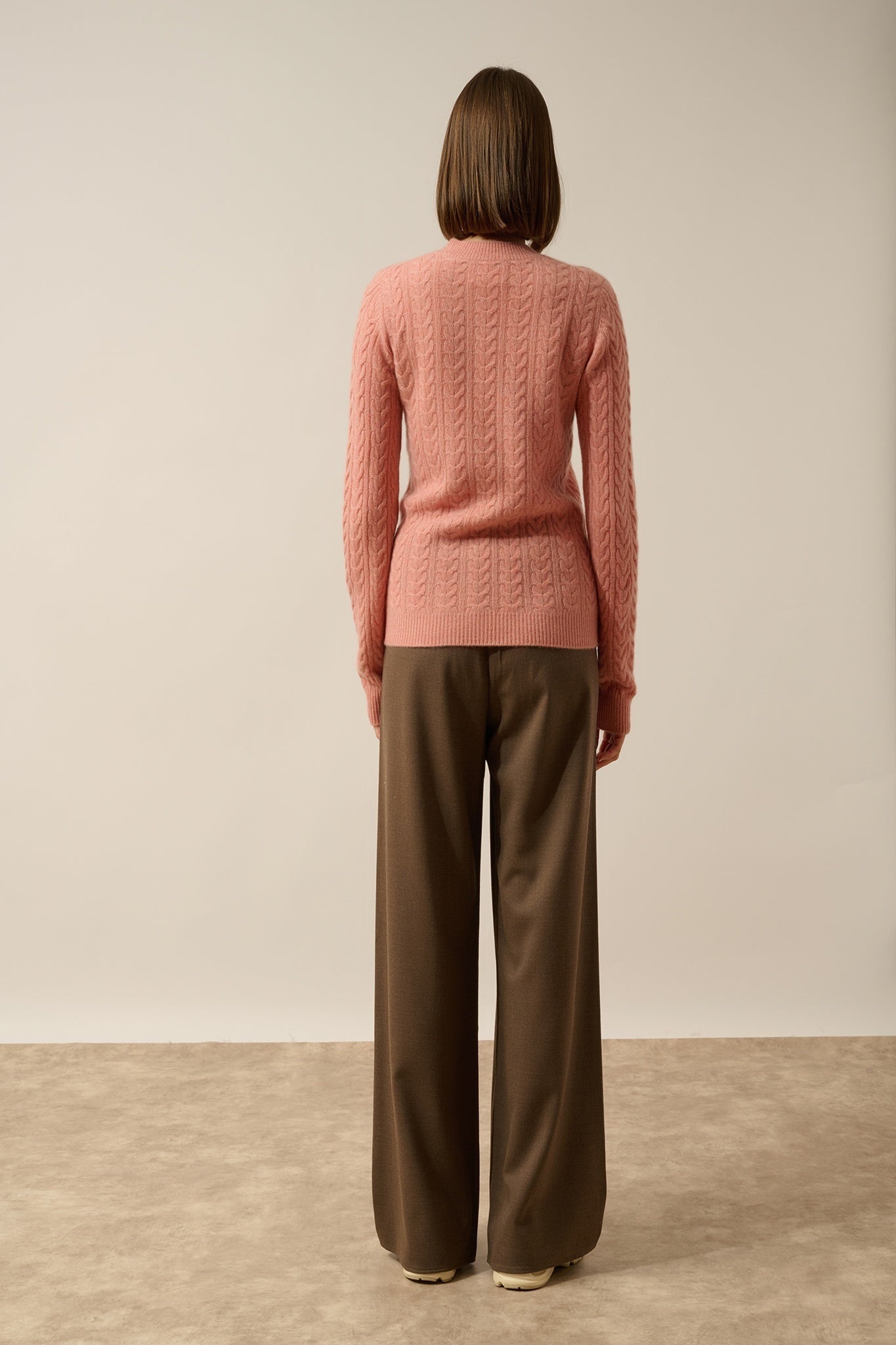 ALICE round neck sweater, 4-ply coral heather