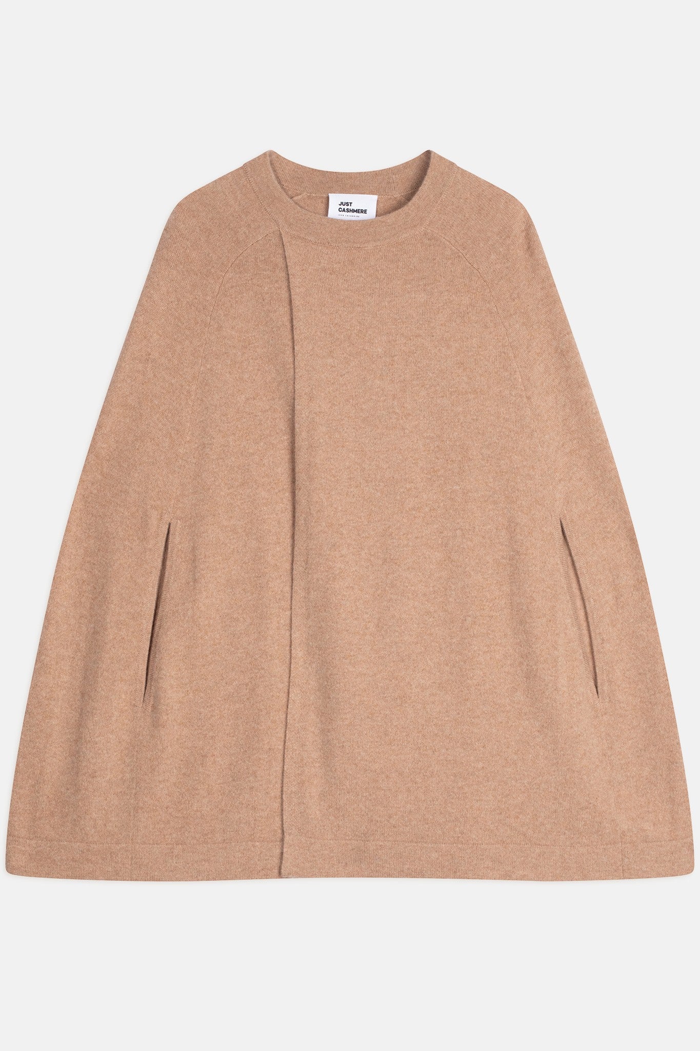 Camel-colored round-neck cape