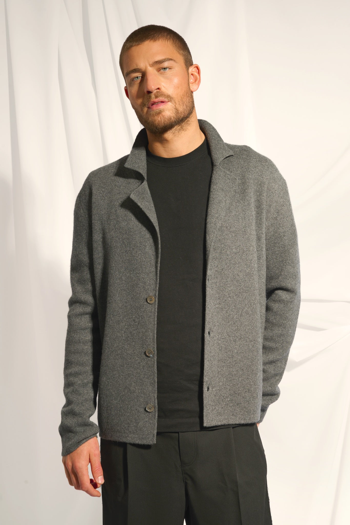 ALVAR anthracite heathered tailored collar jacket