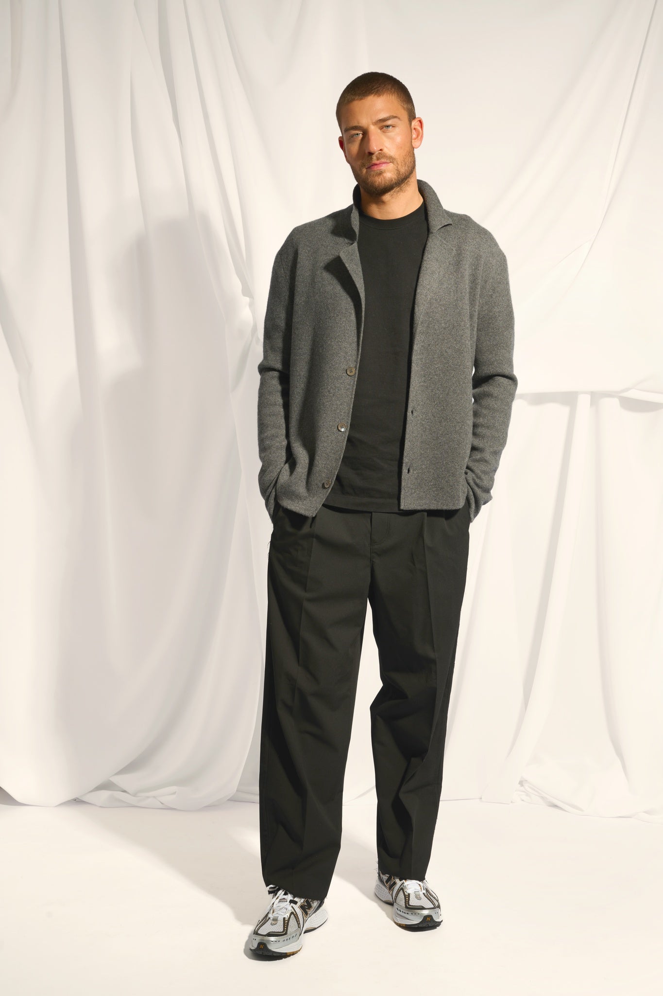 ALVAR anthracite heathered tailored collar jacket