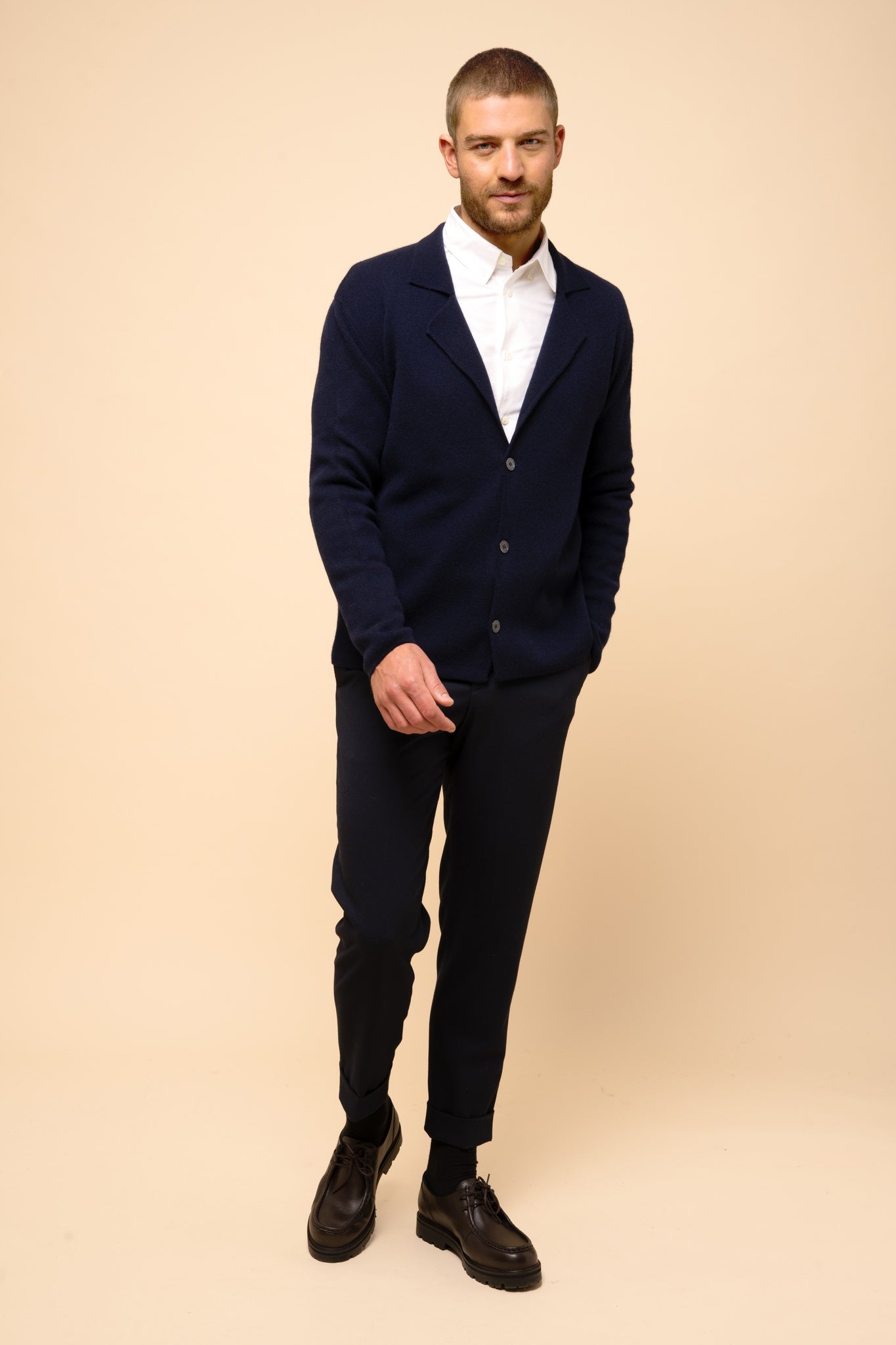 ALVAR veste col tailleur navy