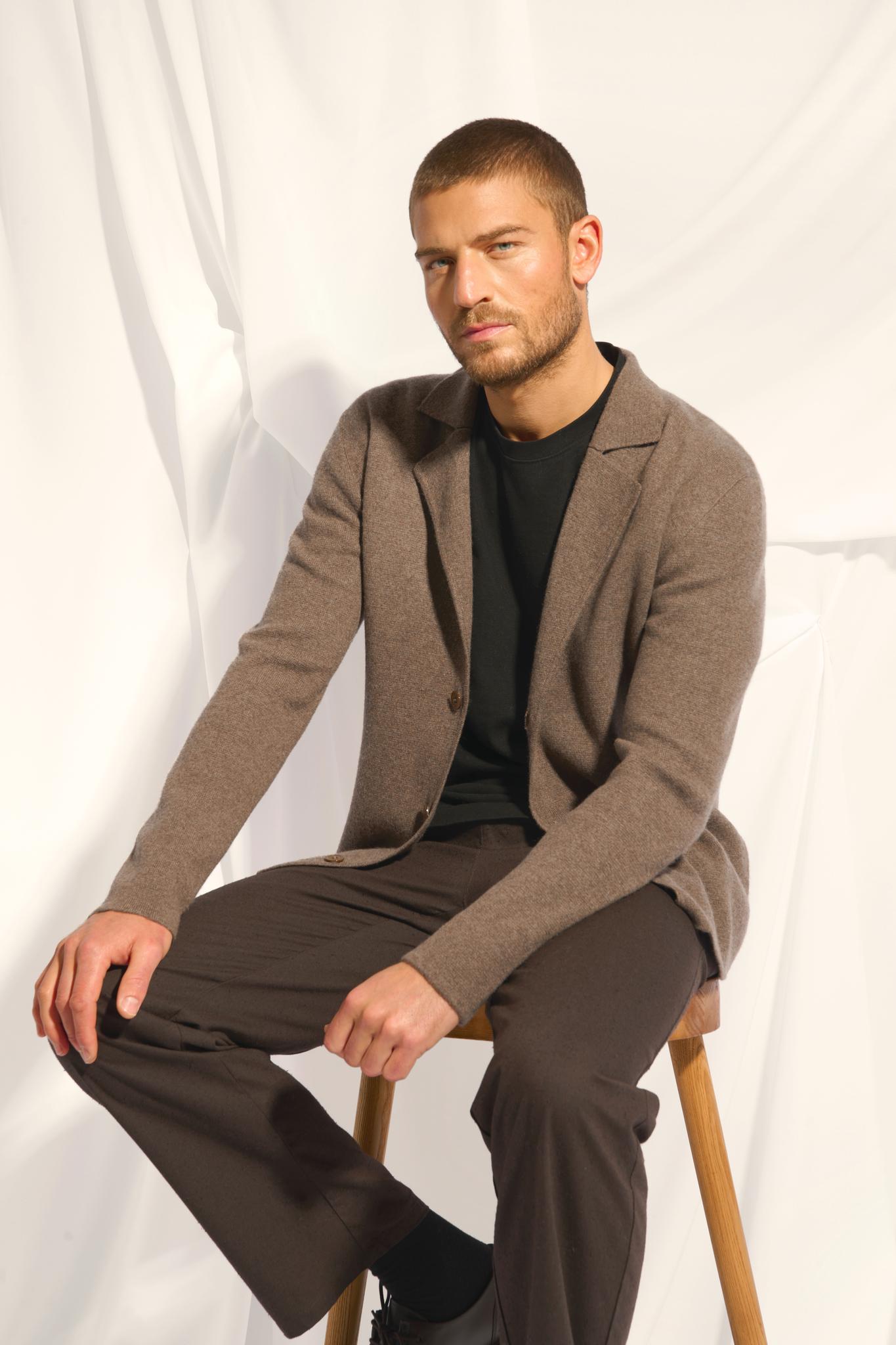 ALVAR taupe mottled tailored collar jacket