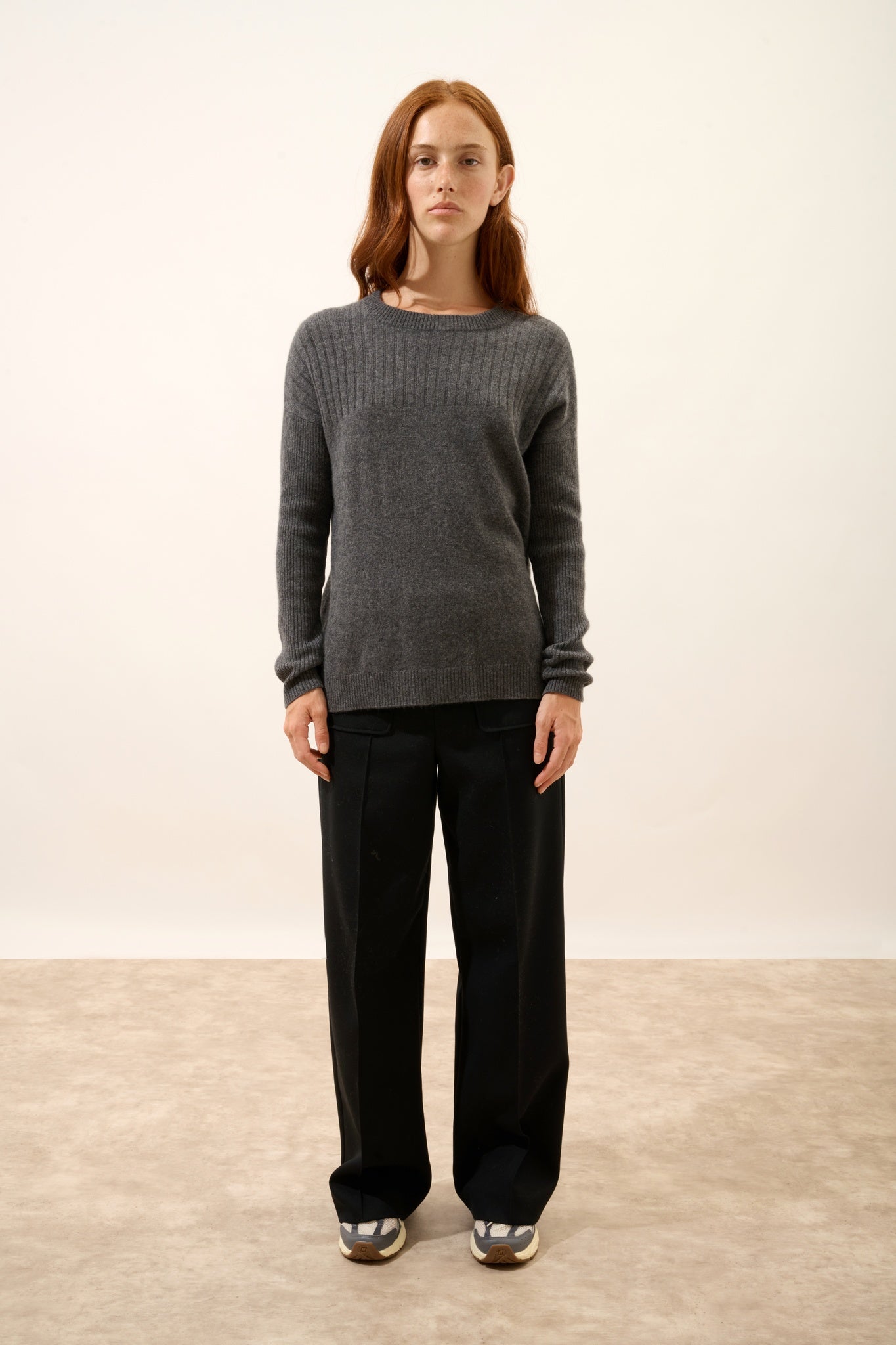 ALVERIS pull col rond anthracite chiné