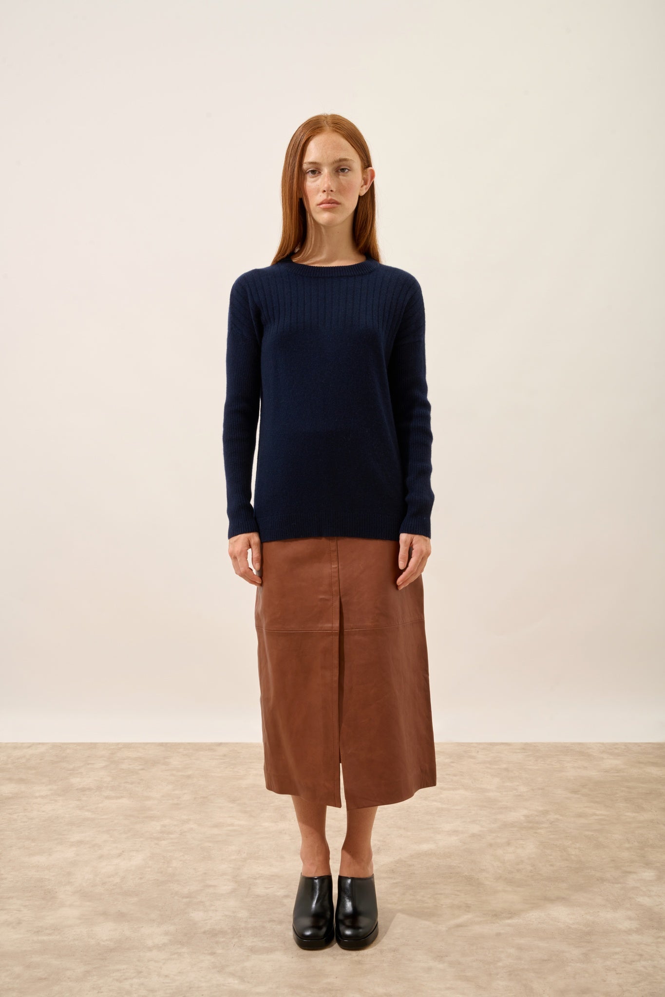 ALVERIS pull col rond navy