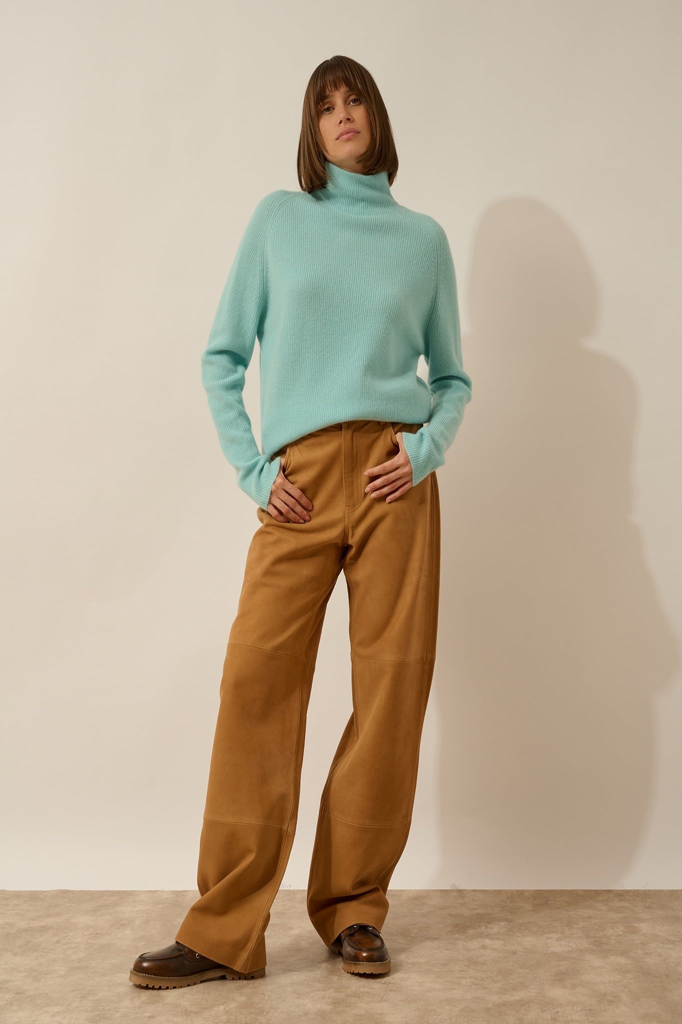 ALYSSA pull col montant aqua