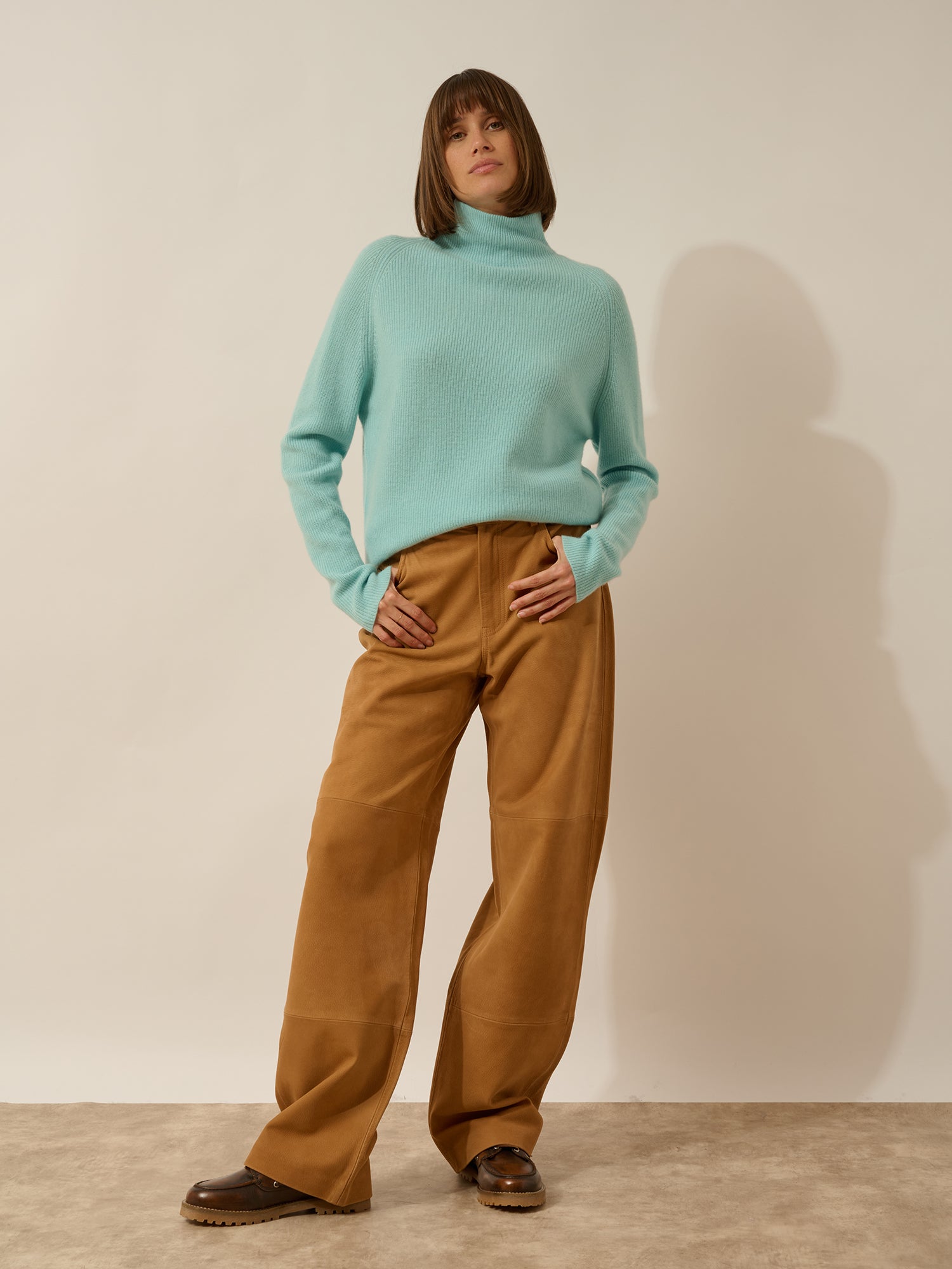 ALYSSA pull col montant aqua