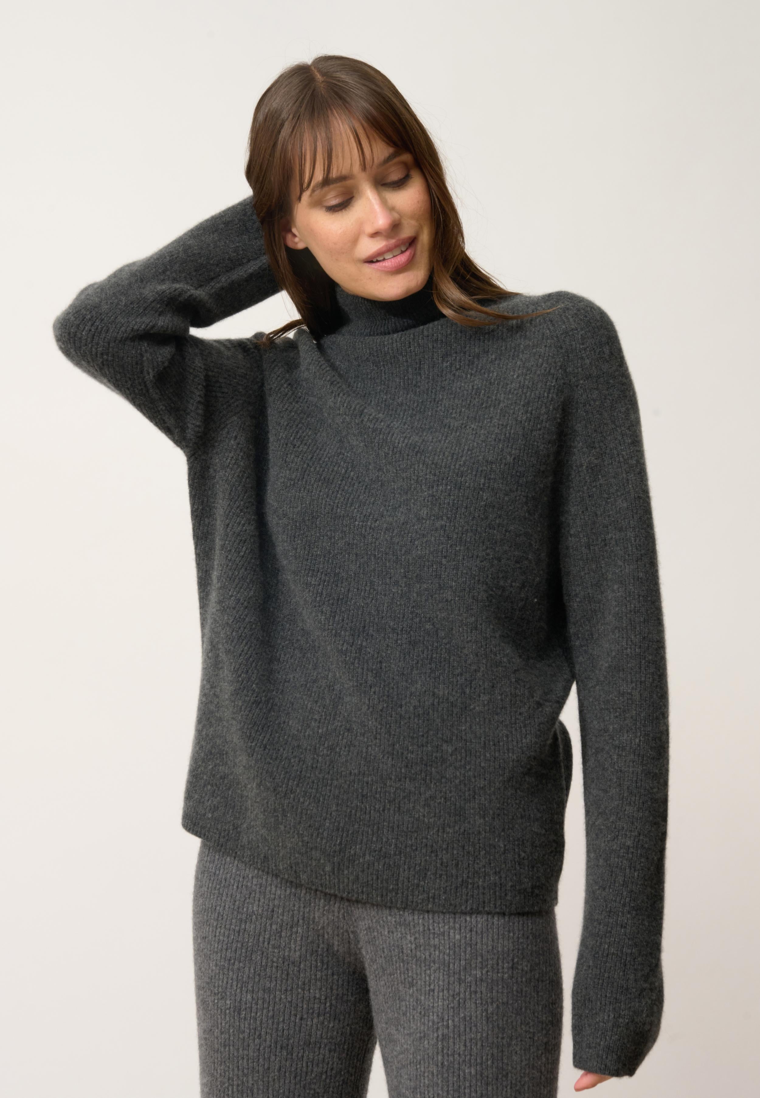 ALYSSA sweater stand-up collar carbon mottled