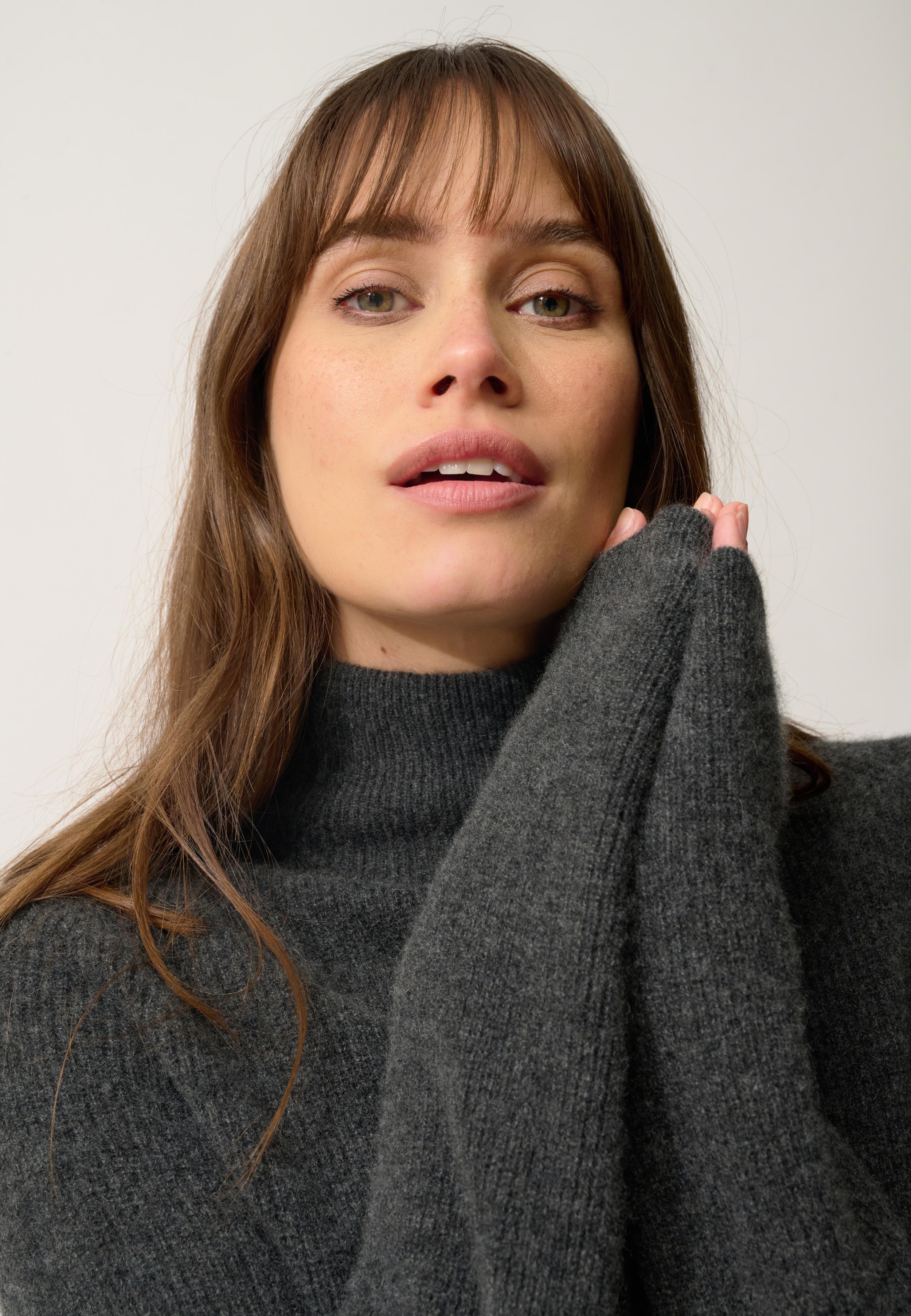 ALYSSA sweater stand-up collar carbon mottled