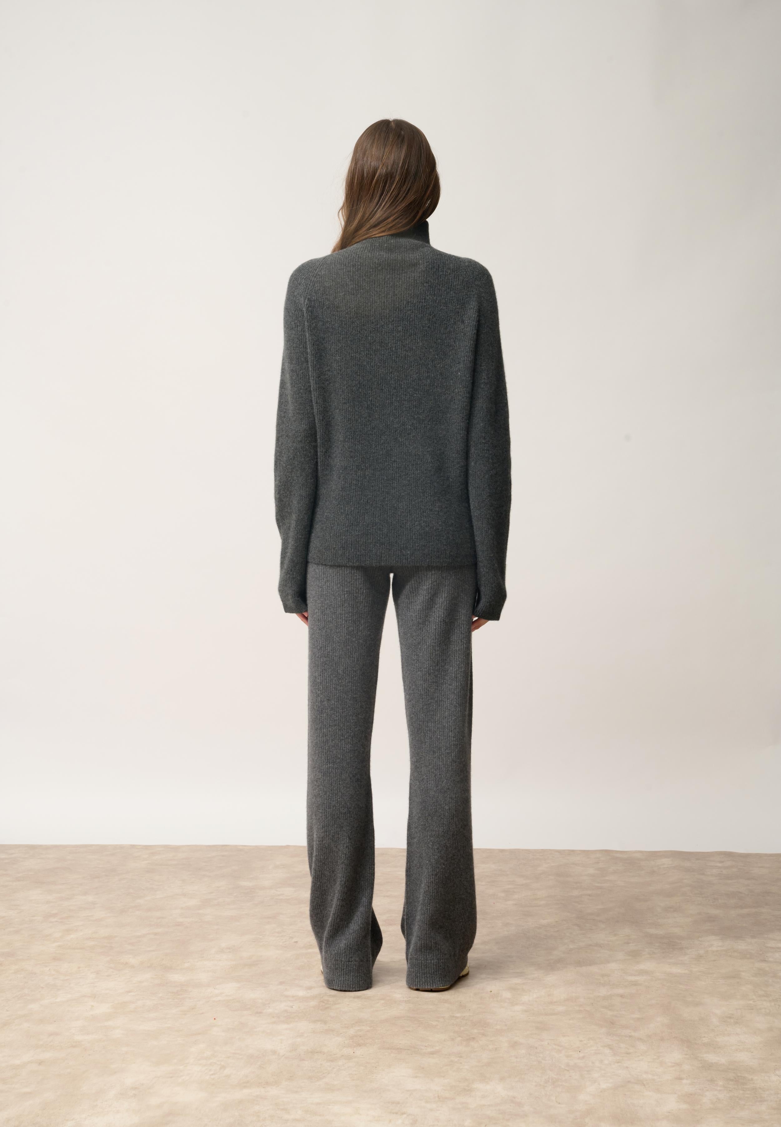 ALYSSA sweater stand-up collar carbon mottled