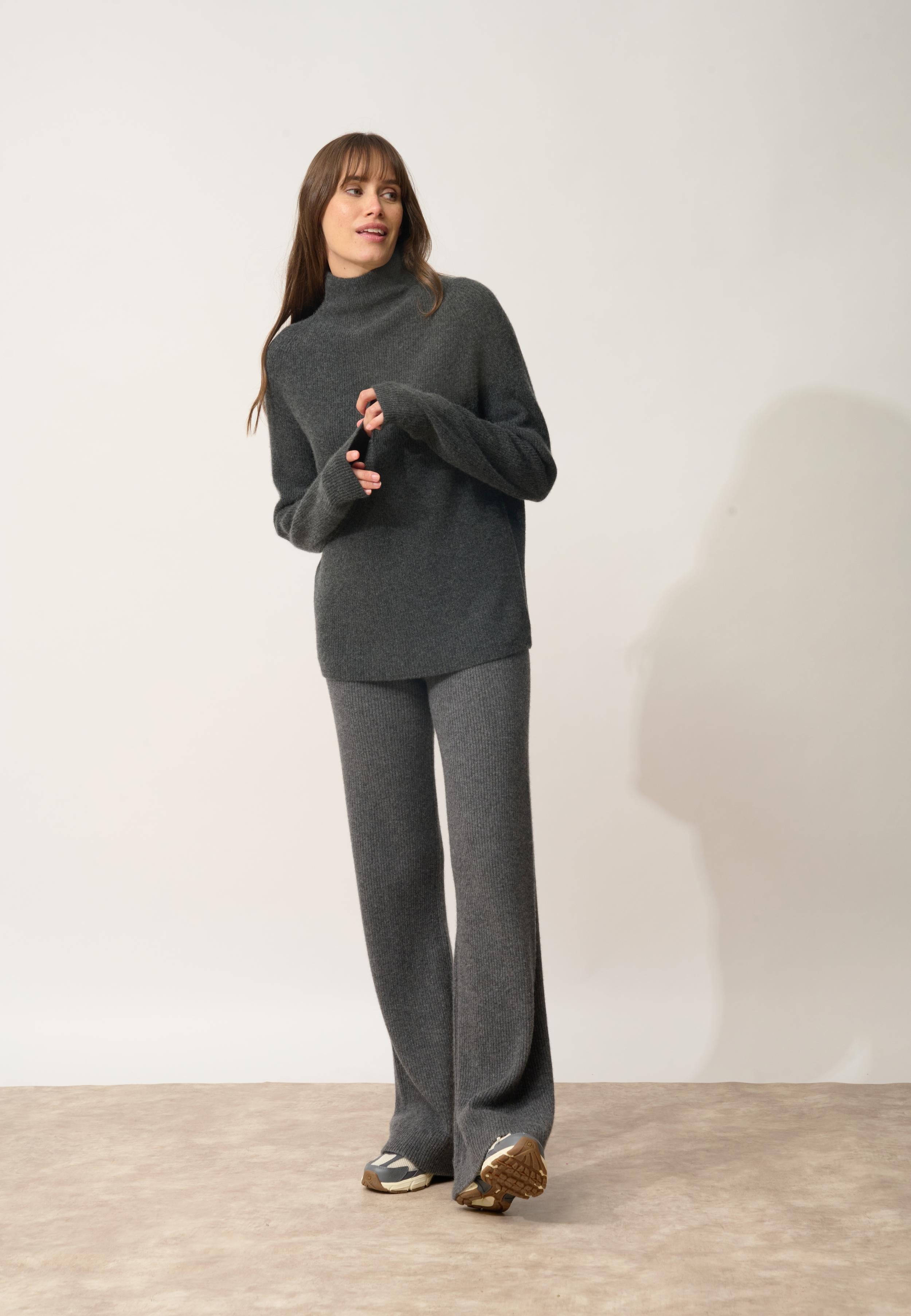 ALYSSA sweater stand-up collar carbon mottled