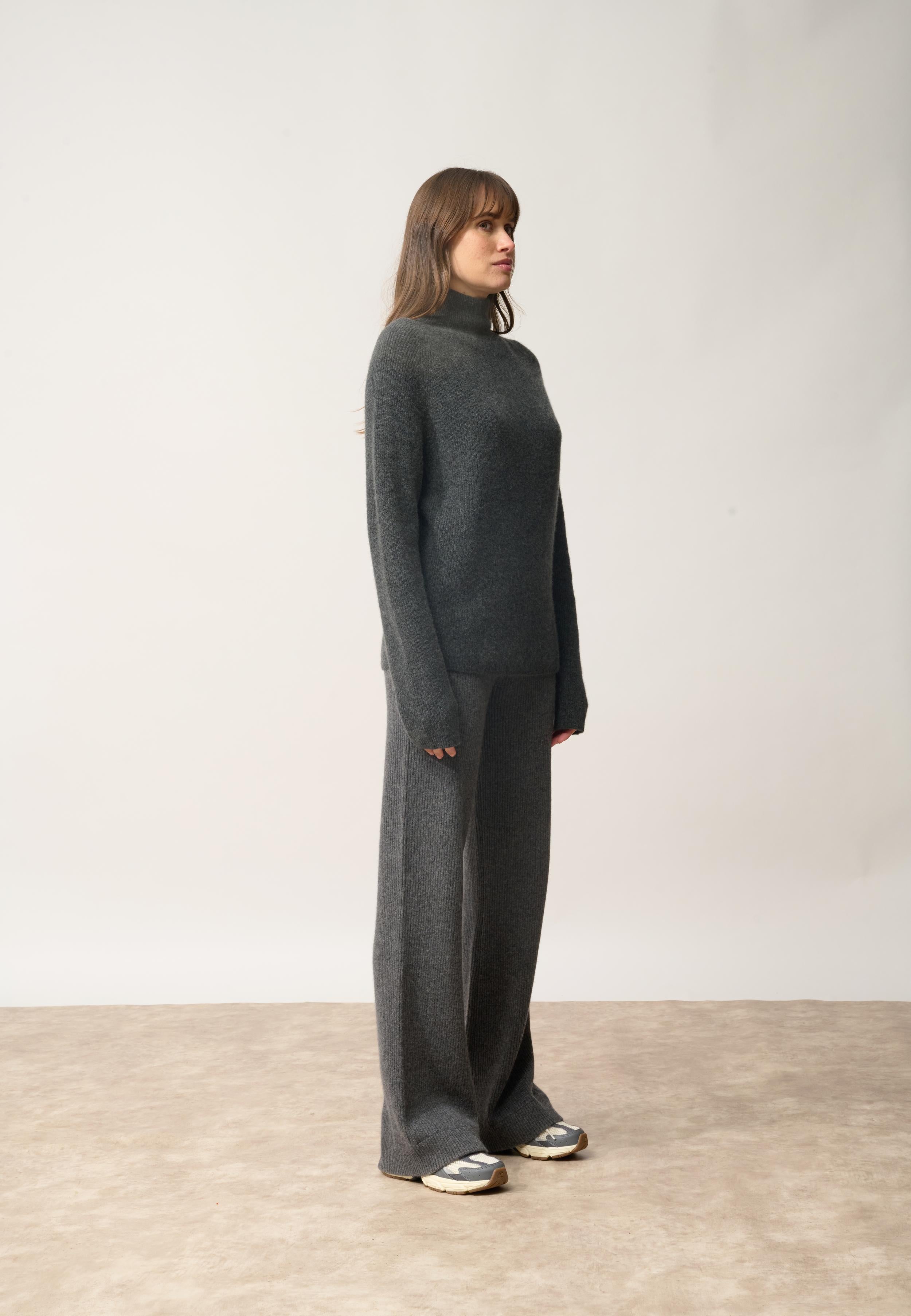 ALYSSA sweater stand-up collar carbon mottled