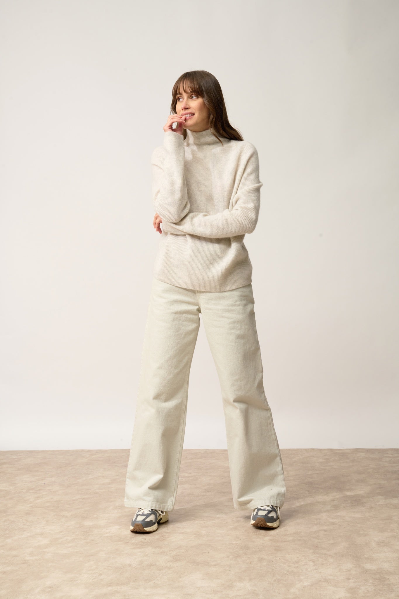 ALYSSA high-neck sweater pearl grey mottled