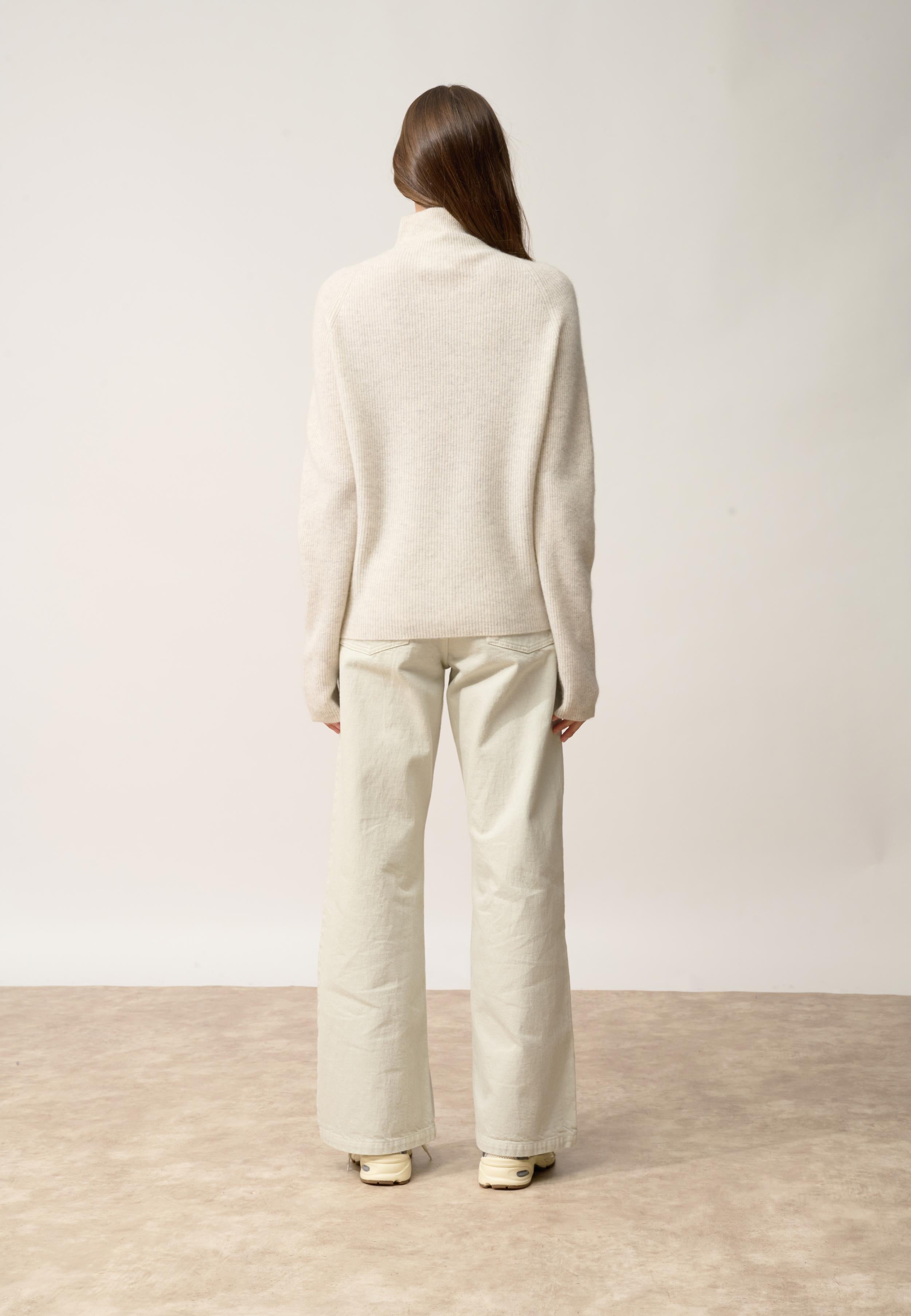 ALYSSA pull col montant gris perle chiné